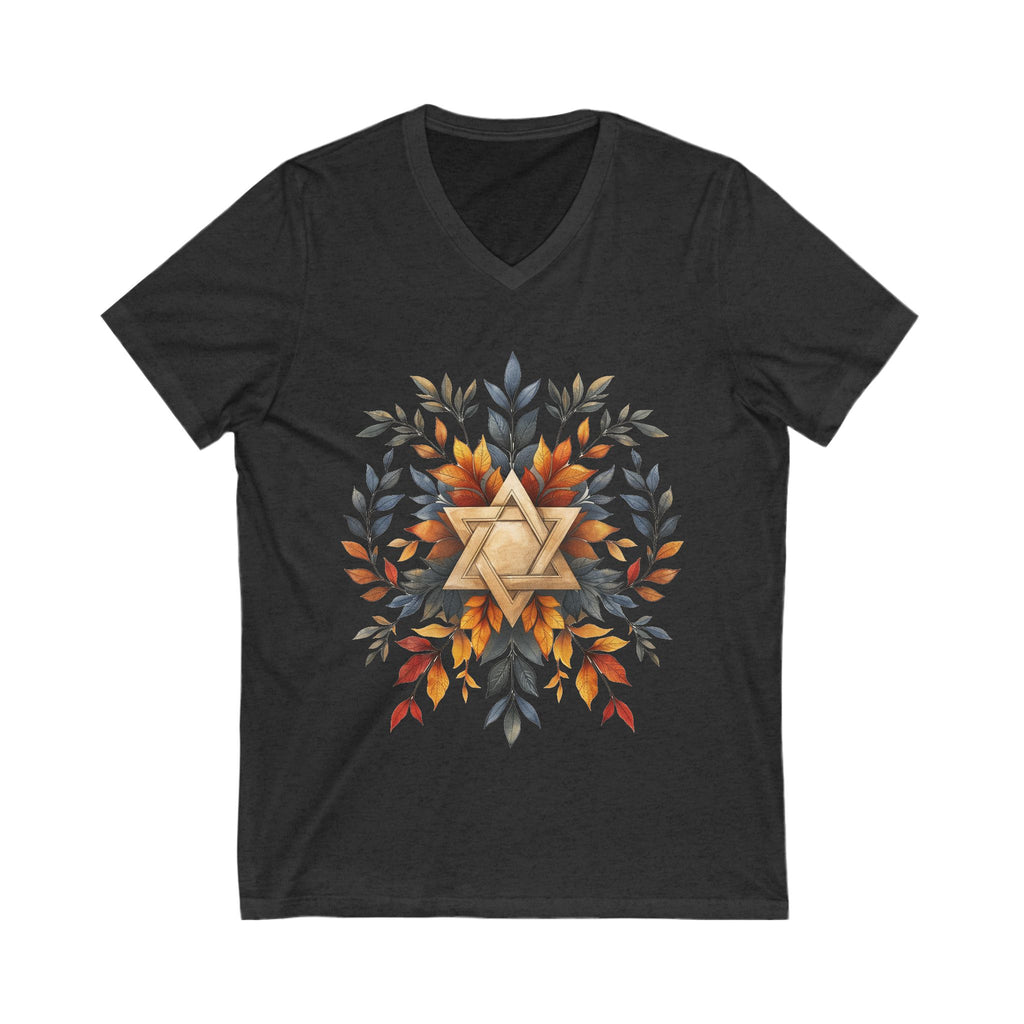 Star of David Wreath Unisex Jersey Short Sleeve V - Neck Tee - American Zionist