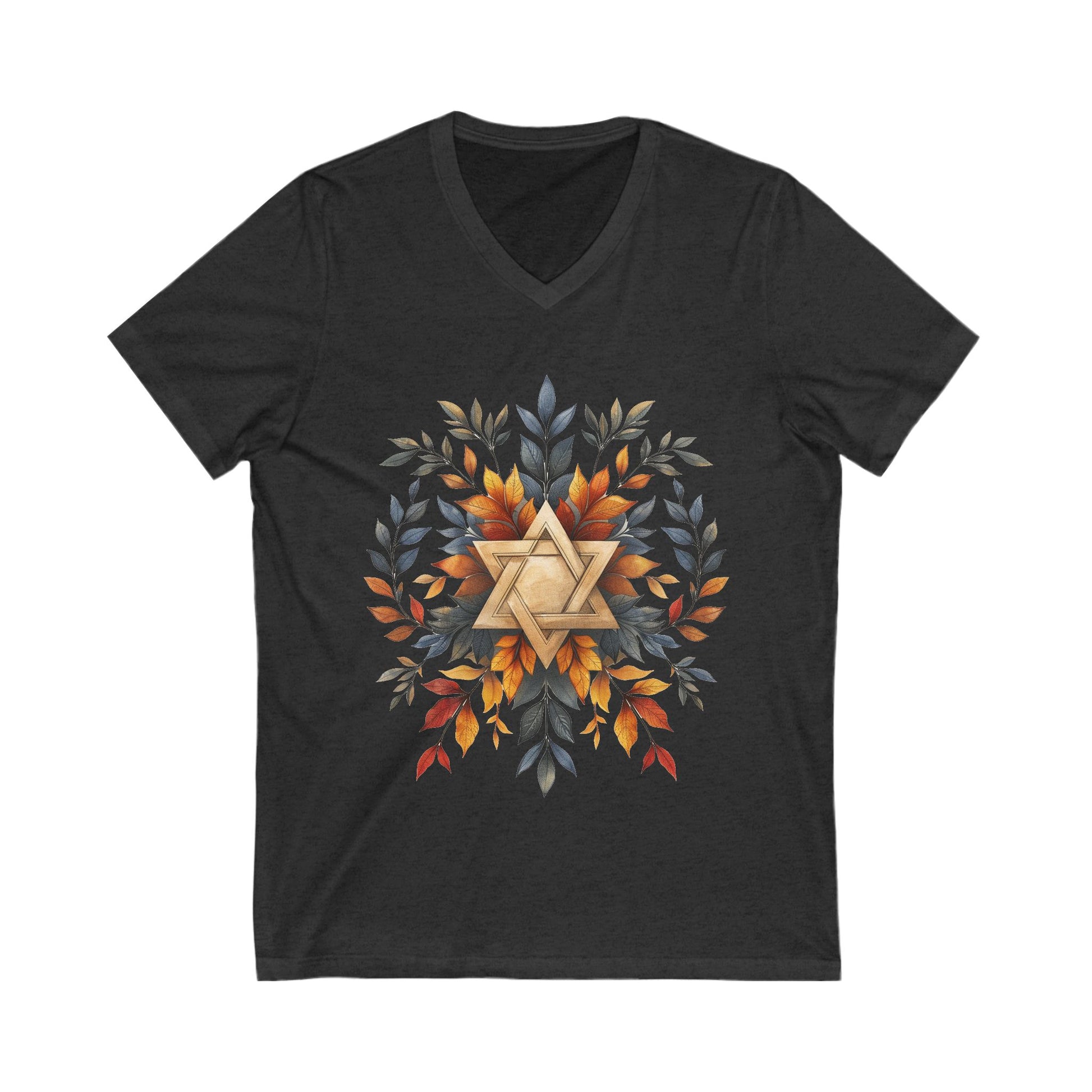 Star of David Wreath Unisex Jersey Short Sleeve V - Neck Tee - American Zionist