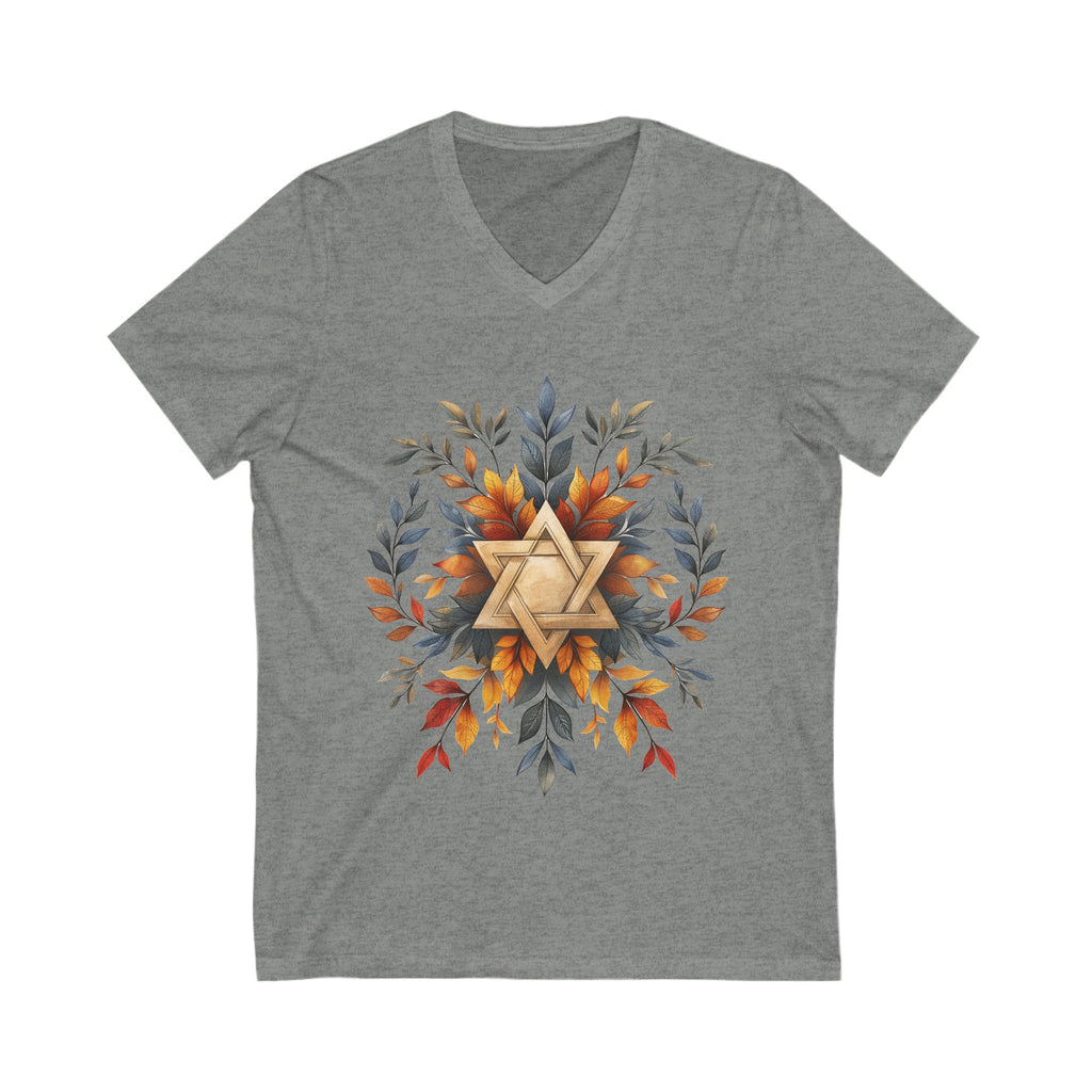Star of David Wreath Unisex Jersey Short Sleeve V - Neck Tee - American Zionist