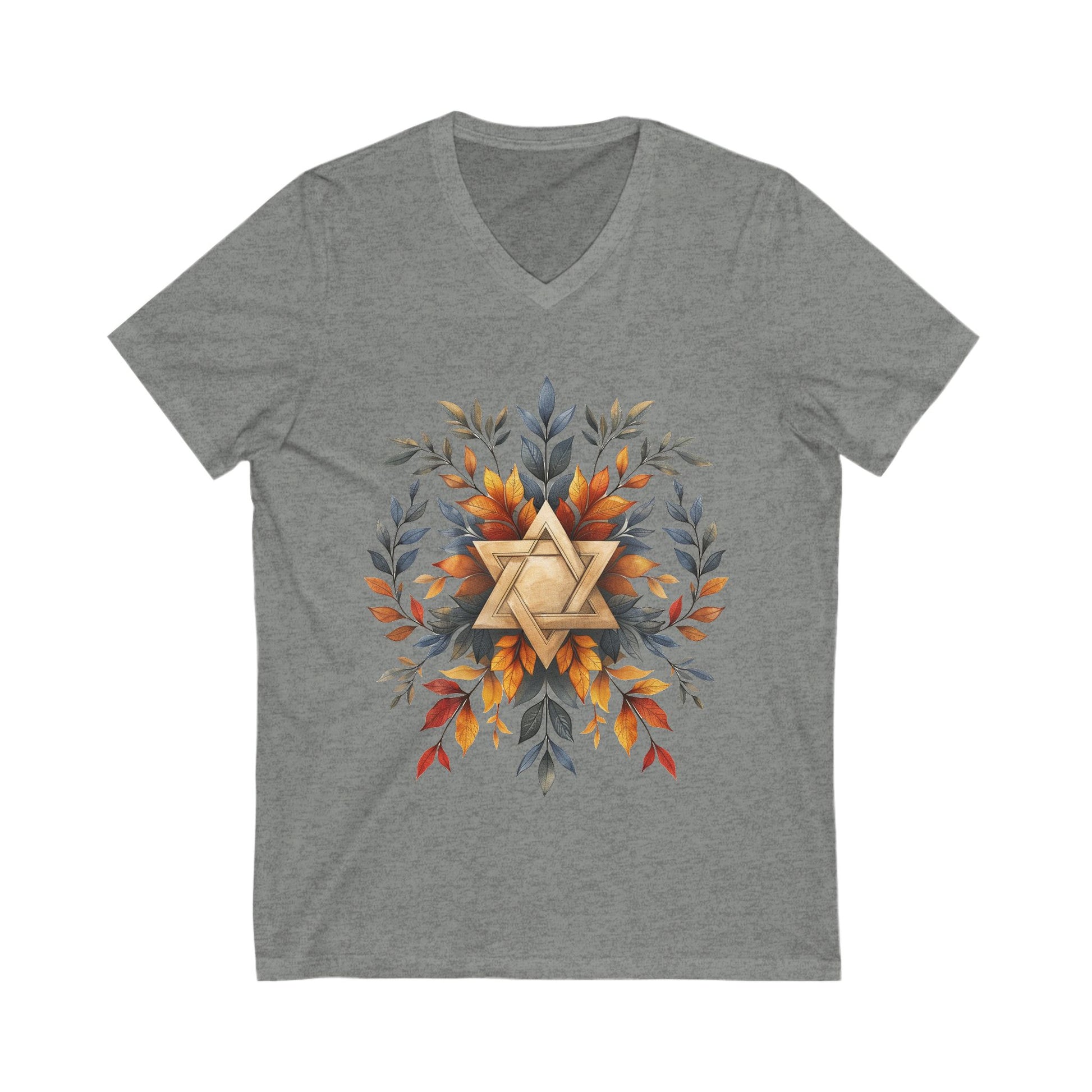 Star of David Wreath Unisex Jersey Short Sleeve V - Neck Tee - American Zionist