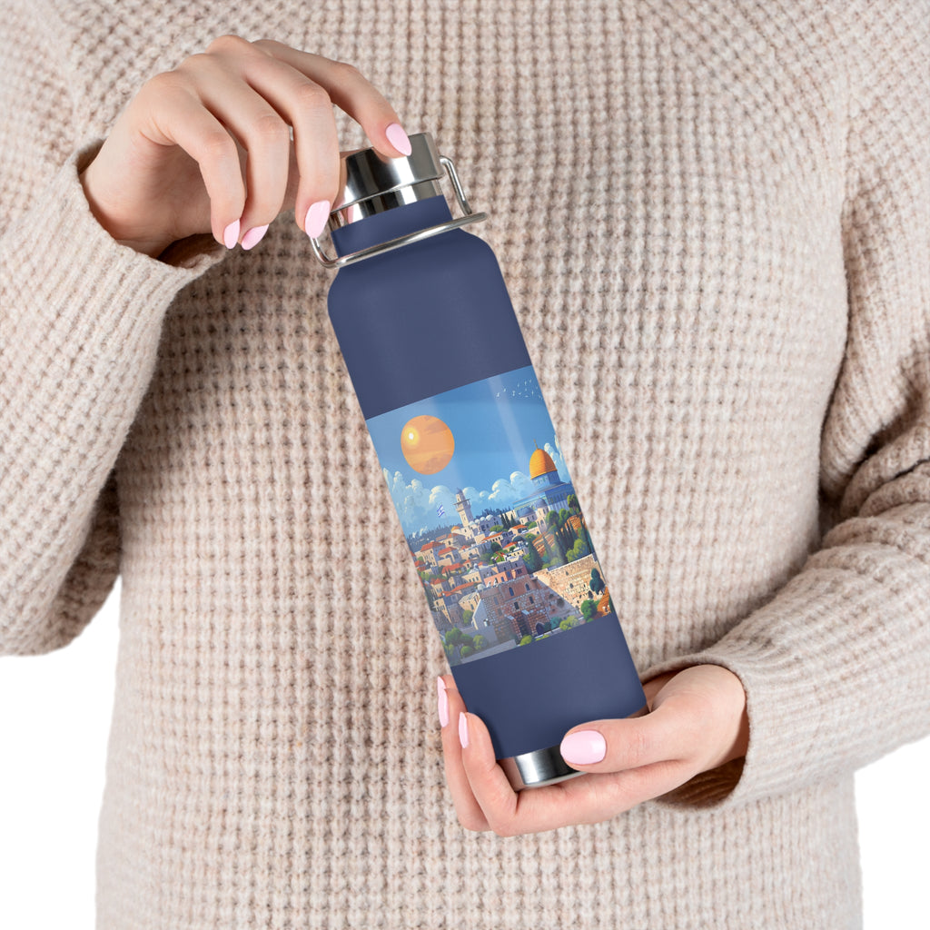 Jerusalem City Skyline Copper Vacuum Insulated Bottle, 22oz - American Zionist