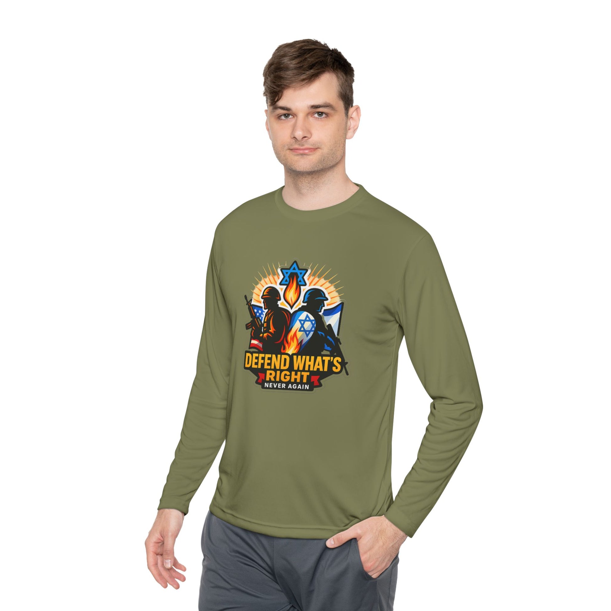 Defend What's Right Unisex Lightweight Long Sleeve Tee - American Zionist