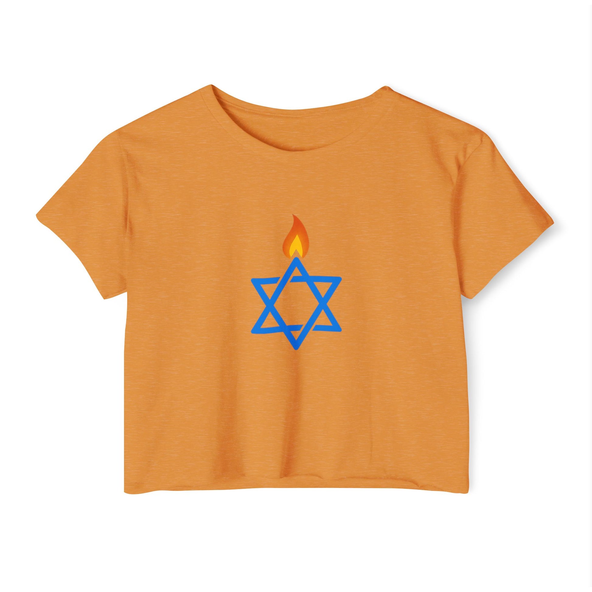 Fire Stars Of David Women's Festival Crop Top - American Zionist