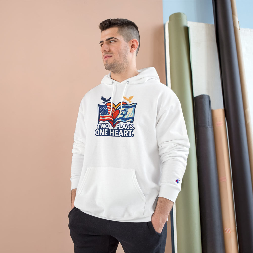 Two Flags. One Heart Champion Hoodie - American Zionist