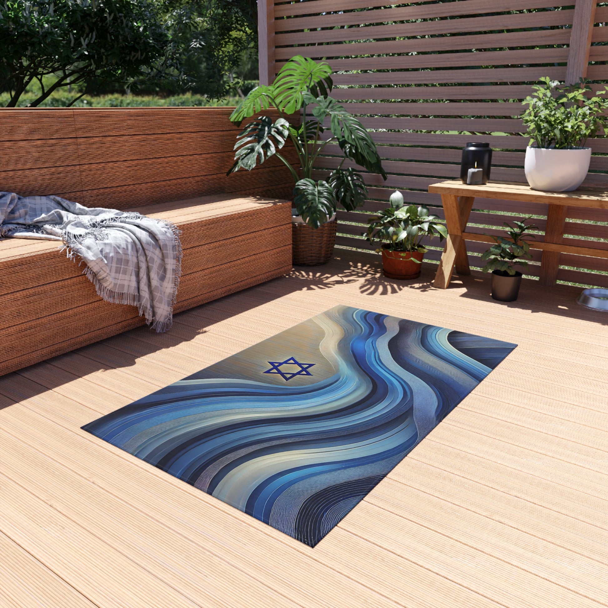 Ocean Flow Star Outdoor Rug - American Zionist