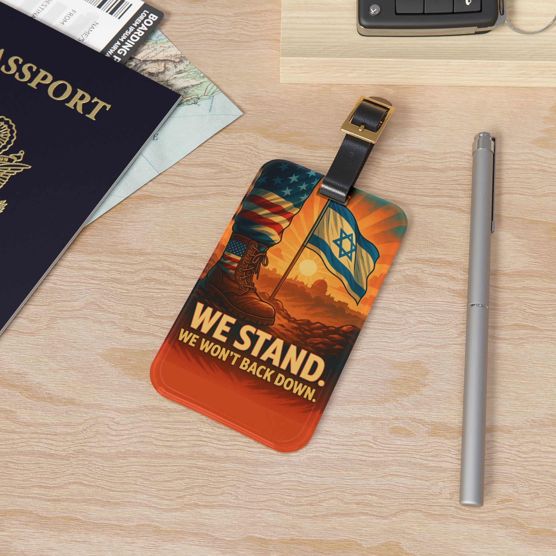 We Stand Luggage Tag - American Zionist