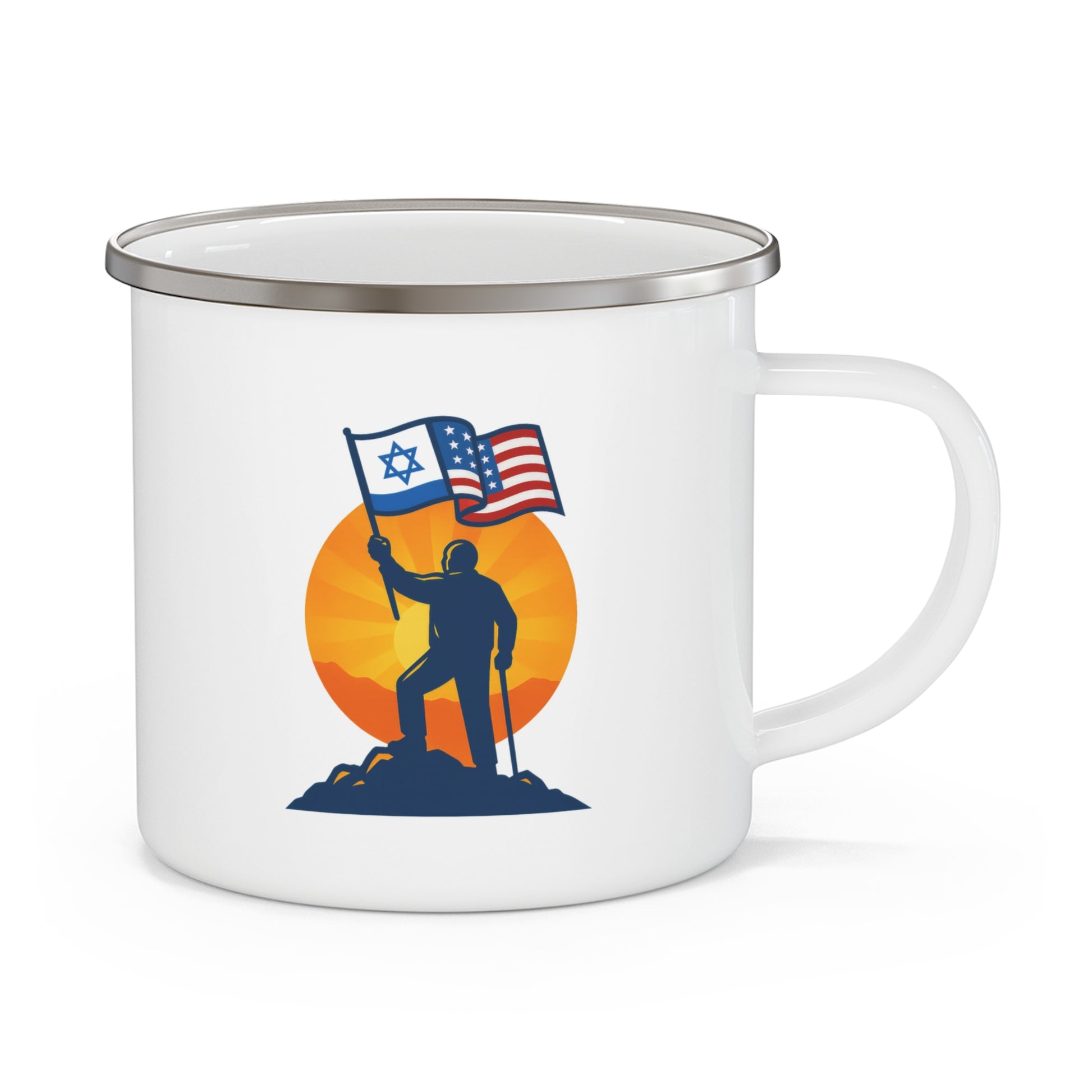 Grandpa Stands for Freedom Enamel Camping Mug - American Zionist
