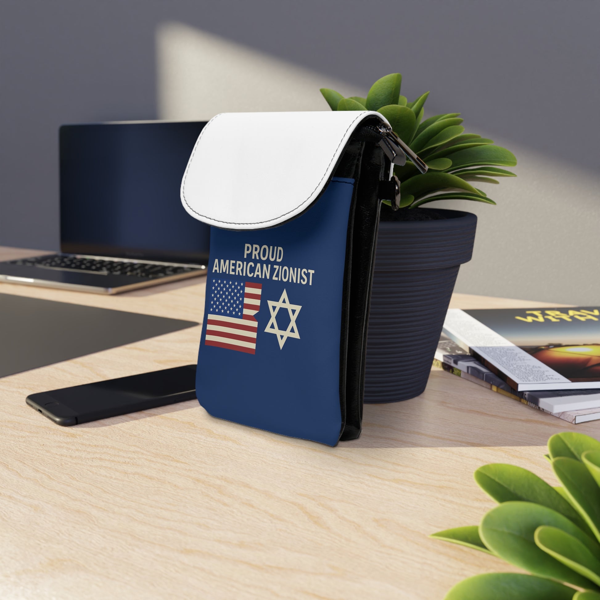 Blue Proud American Zionist Small Cell Phone Wallet - American Zionist