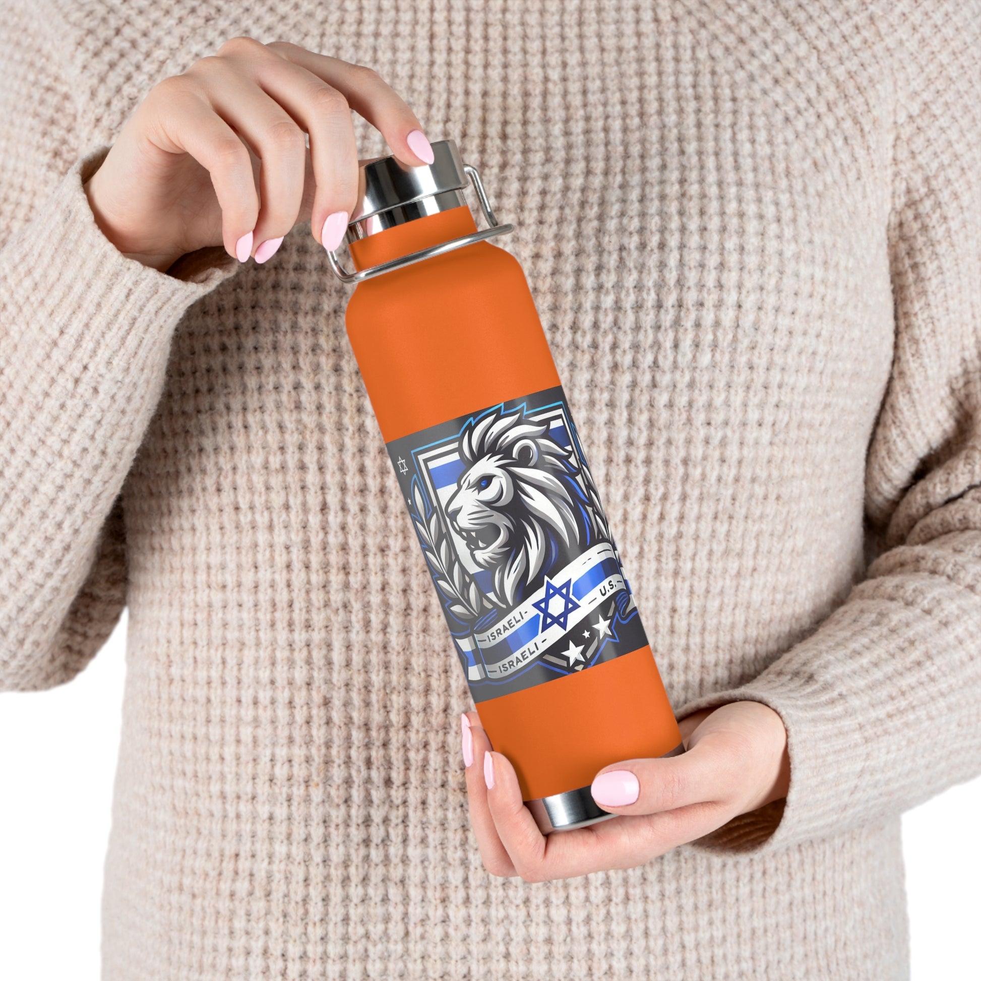 Lion of Judah Crest Copper Vacuum Insulated Bottle, 22oz - American Zionist