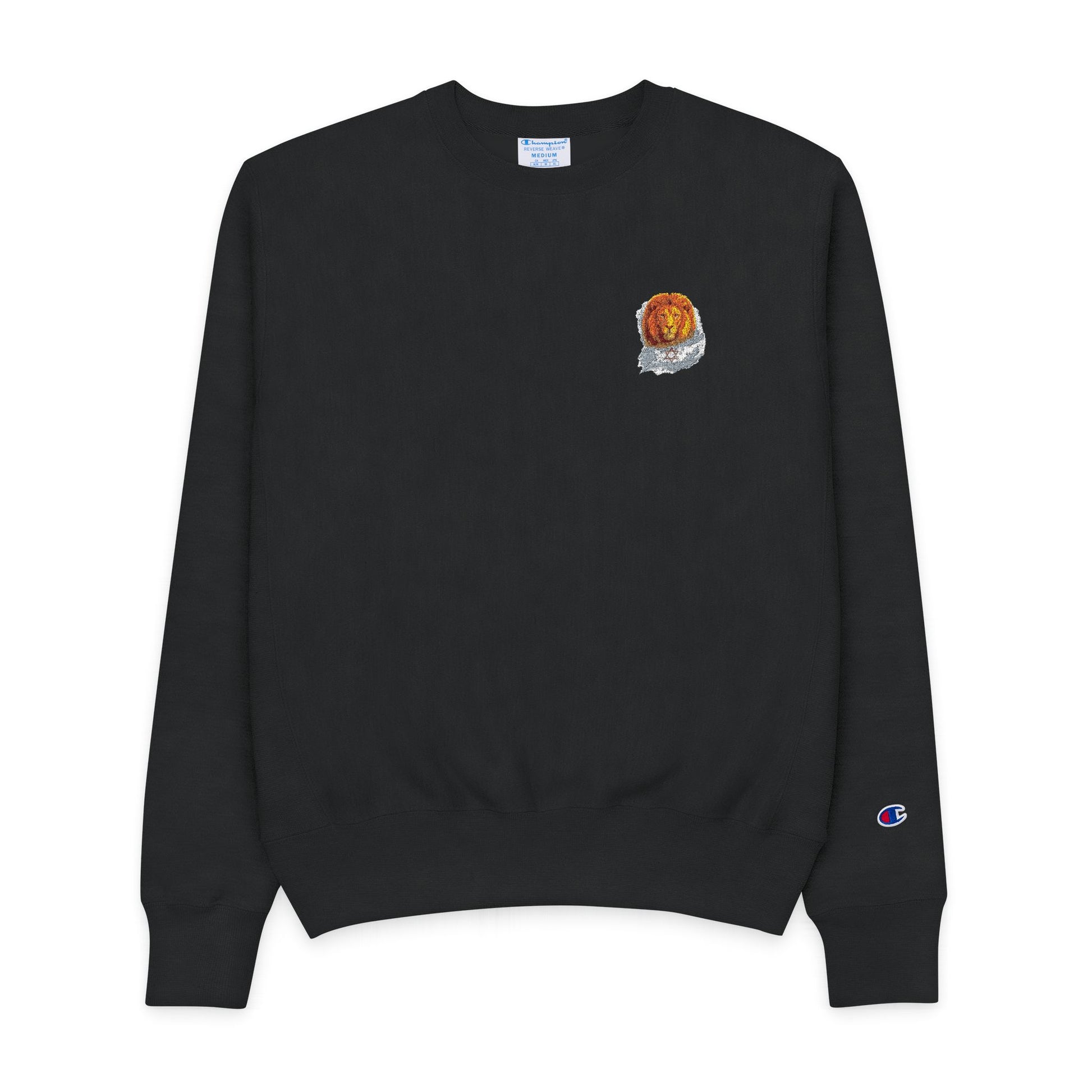 Lion Shield Of Israel Men's Champion Crewneck Sweatshirt - American Zionist