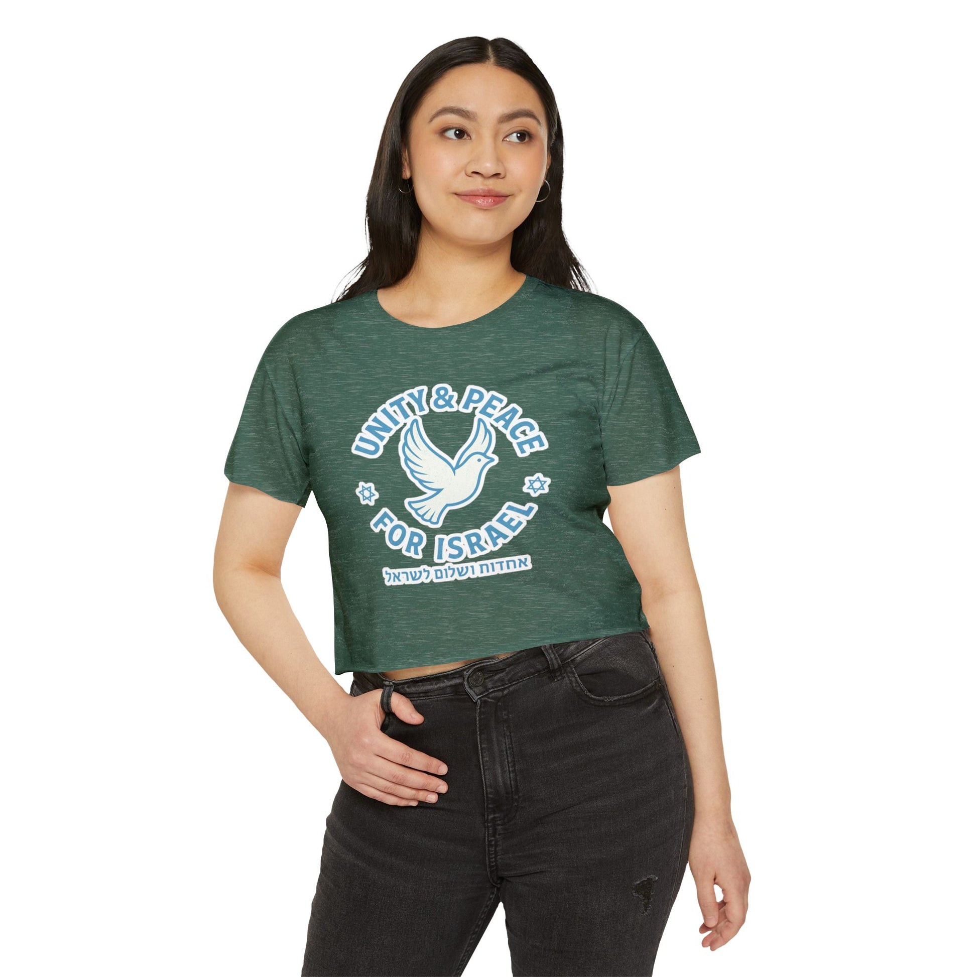 Unity Peace For Israel Women's Festival Crop Top - American Zionist