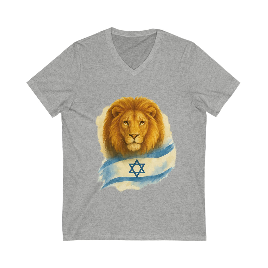 Lion Of Israel Unisex Jersey Short Sleeve V - Neck Tee - American Zionist
