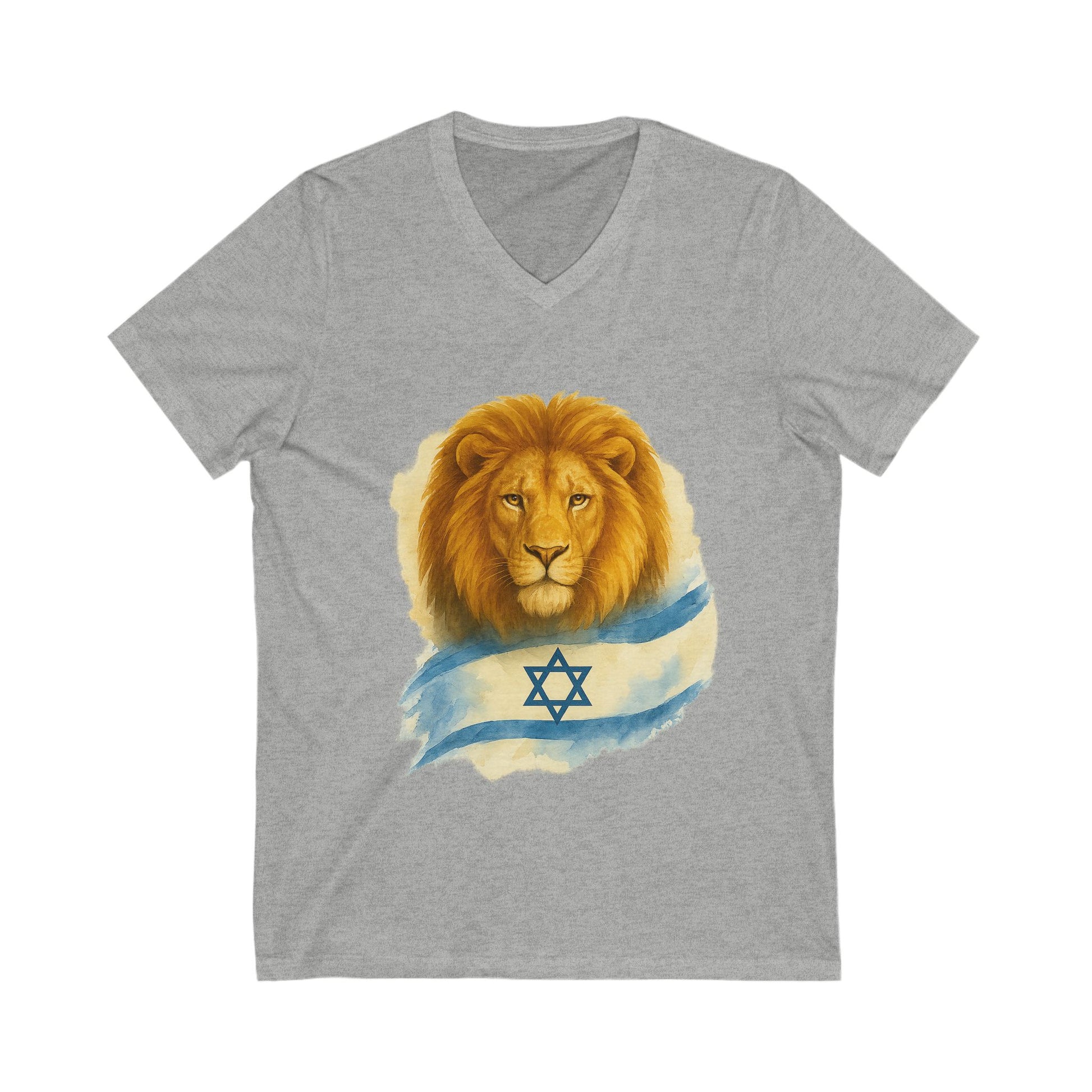 Lion Of Israel Unisex Jersey Short Sleeve V - Neck Tee - American Zionist