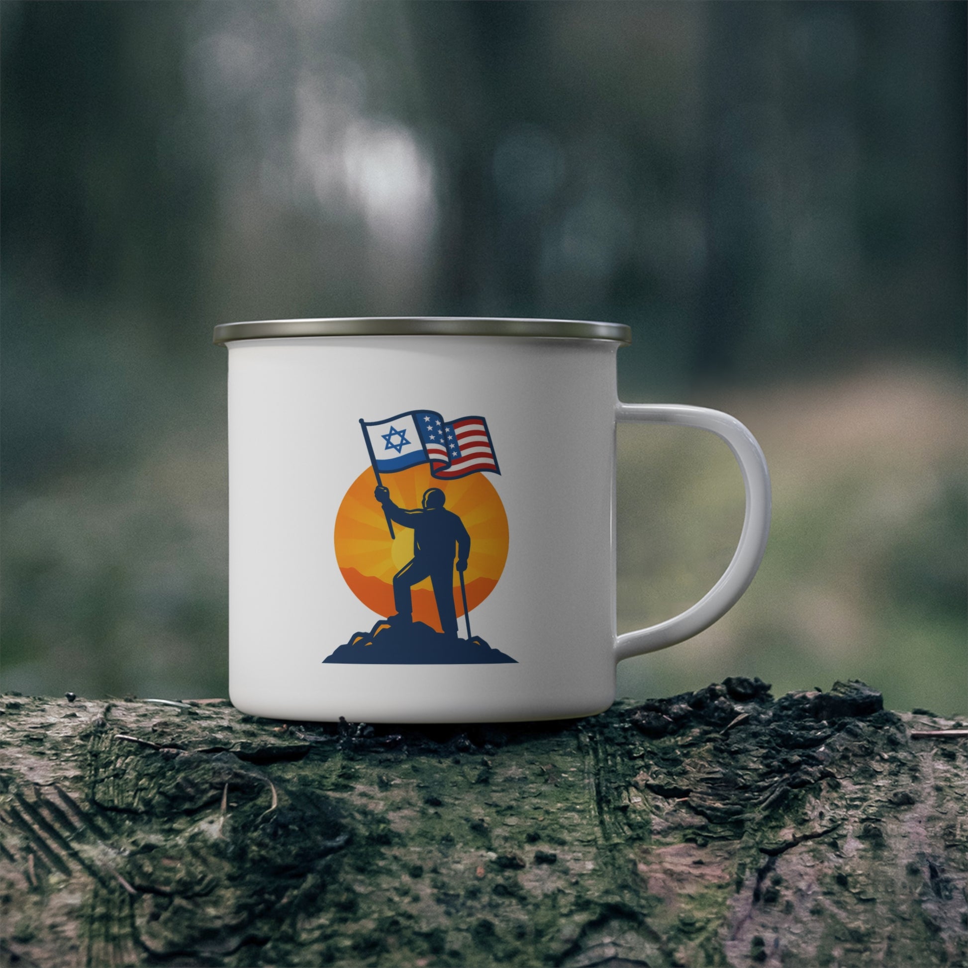 Grandpa Stands for Freedom Enamel Camping Mug - American Zionist