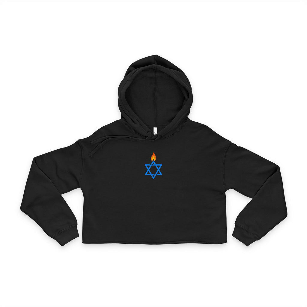Fire Stars Of David Women's Cropped Hoodie - American Zionist