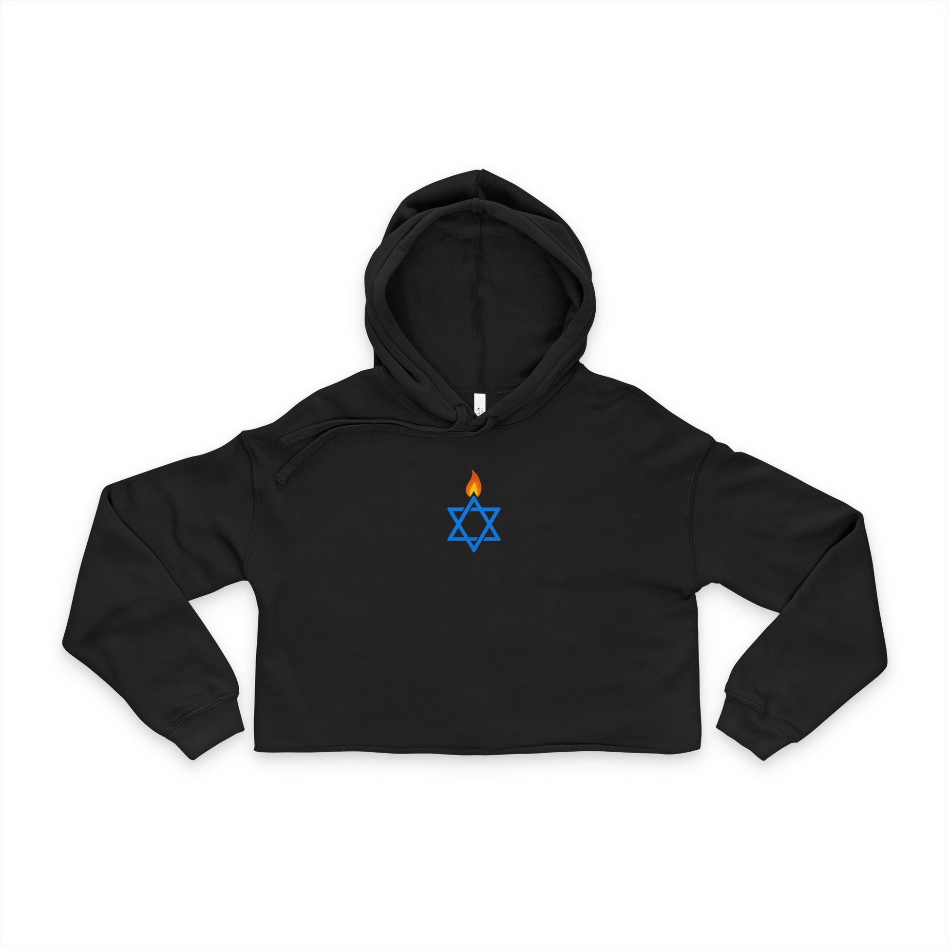 Fire Stars Of David Women's Cropped Hoodie - American Zionist