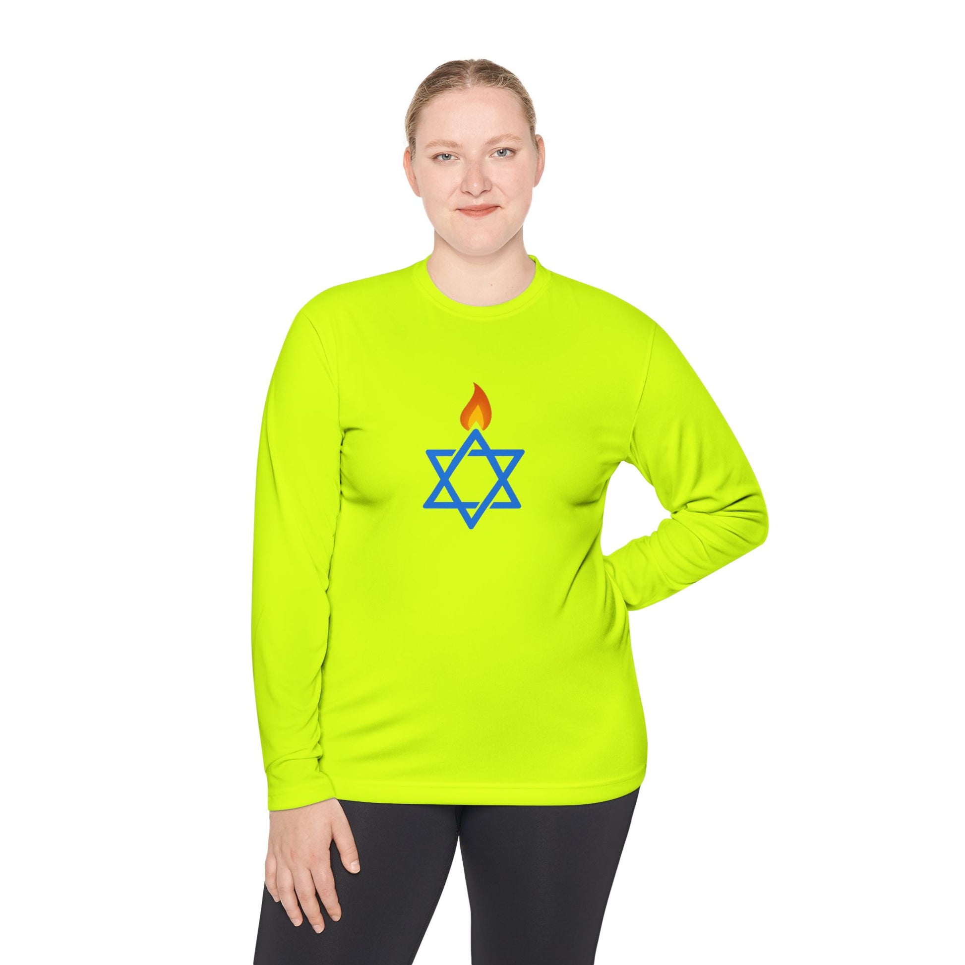 Fire Stars Of David Unisex Lightweight Long Sleeve Tee - American Zionist
