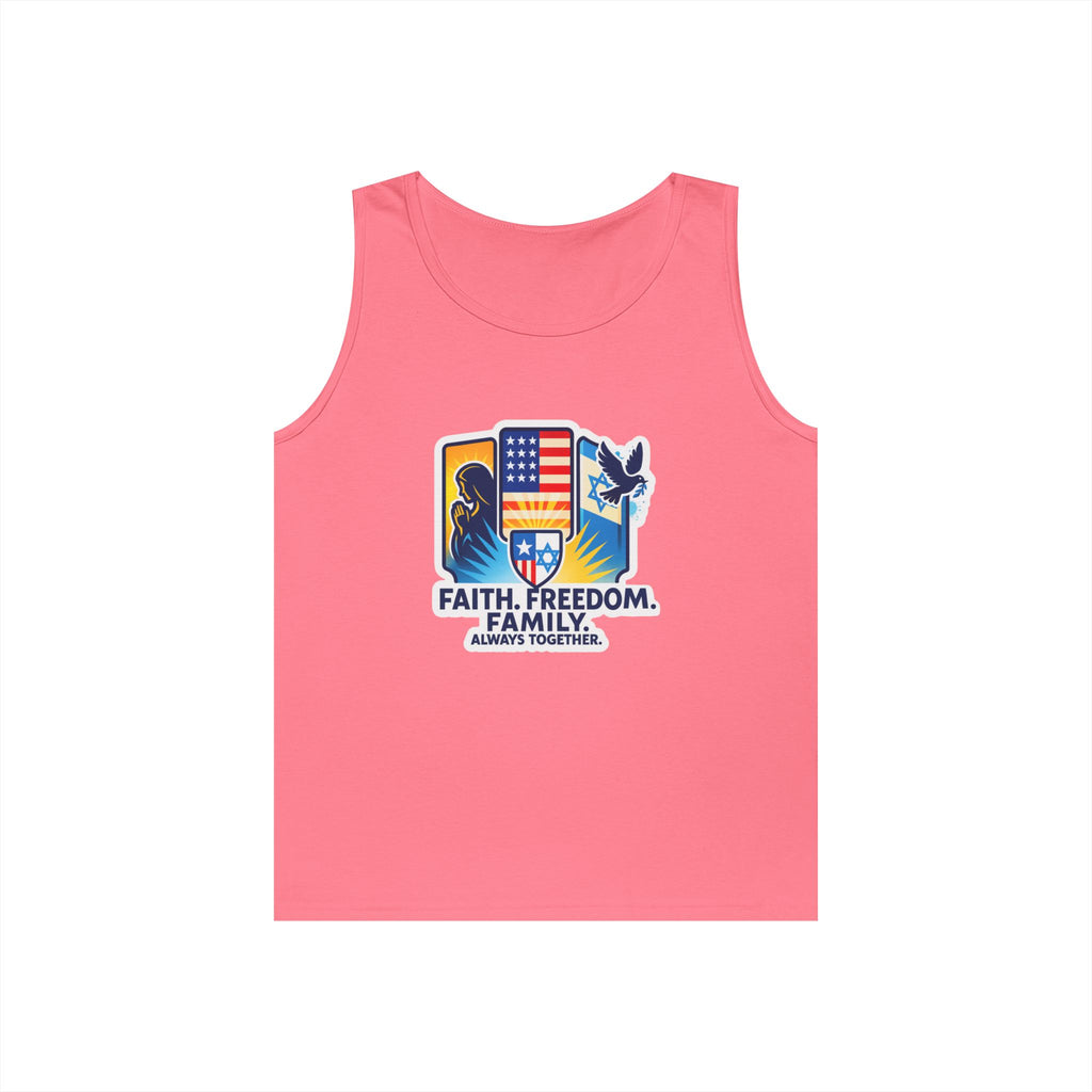 Faith Freedom Family Unisex Heavy Cotton Tank Top - American Zionist