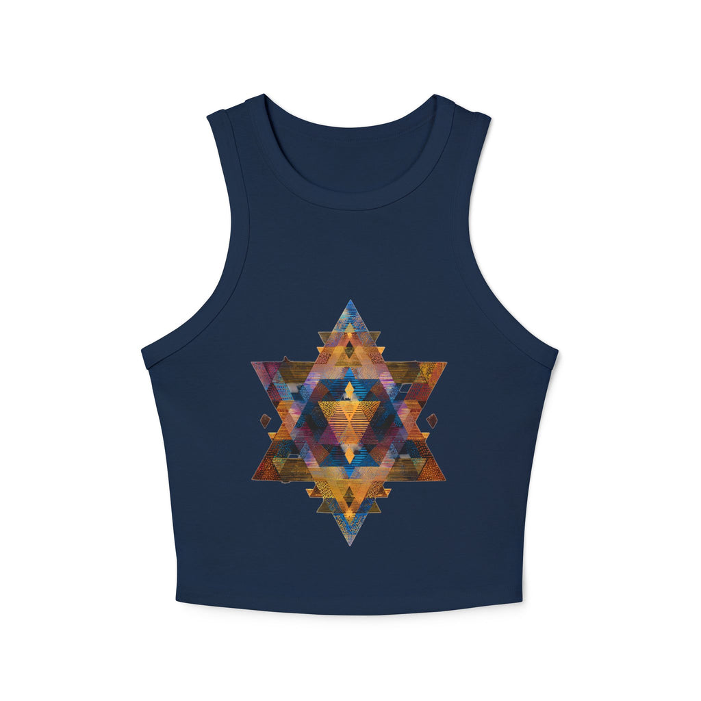 Star of David Geometric Women's Micro Rib Racer Tank Top - American Zionist
