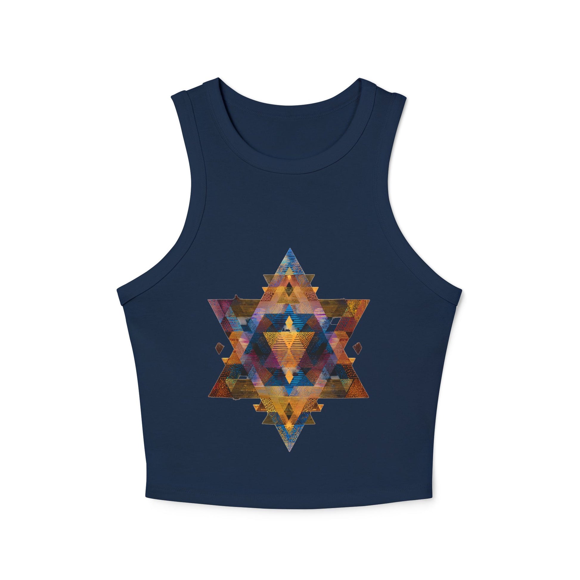 Star of David Geometric Women's Micro Rib Racer Tank Top - American Zionist