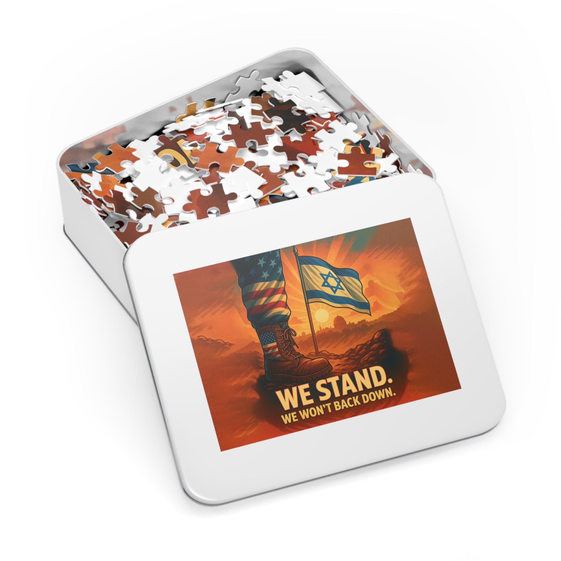 We Stand Jigsaw Puzzle with Tin - American Zionist