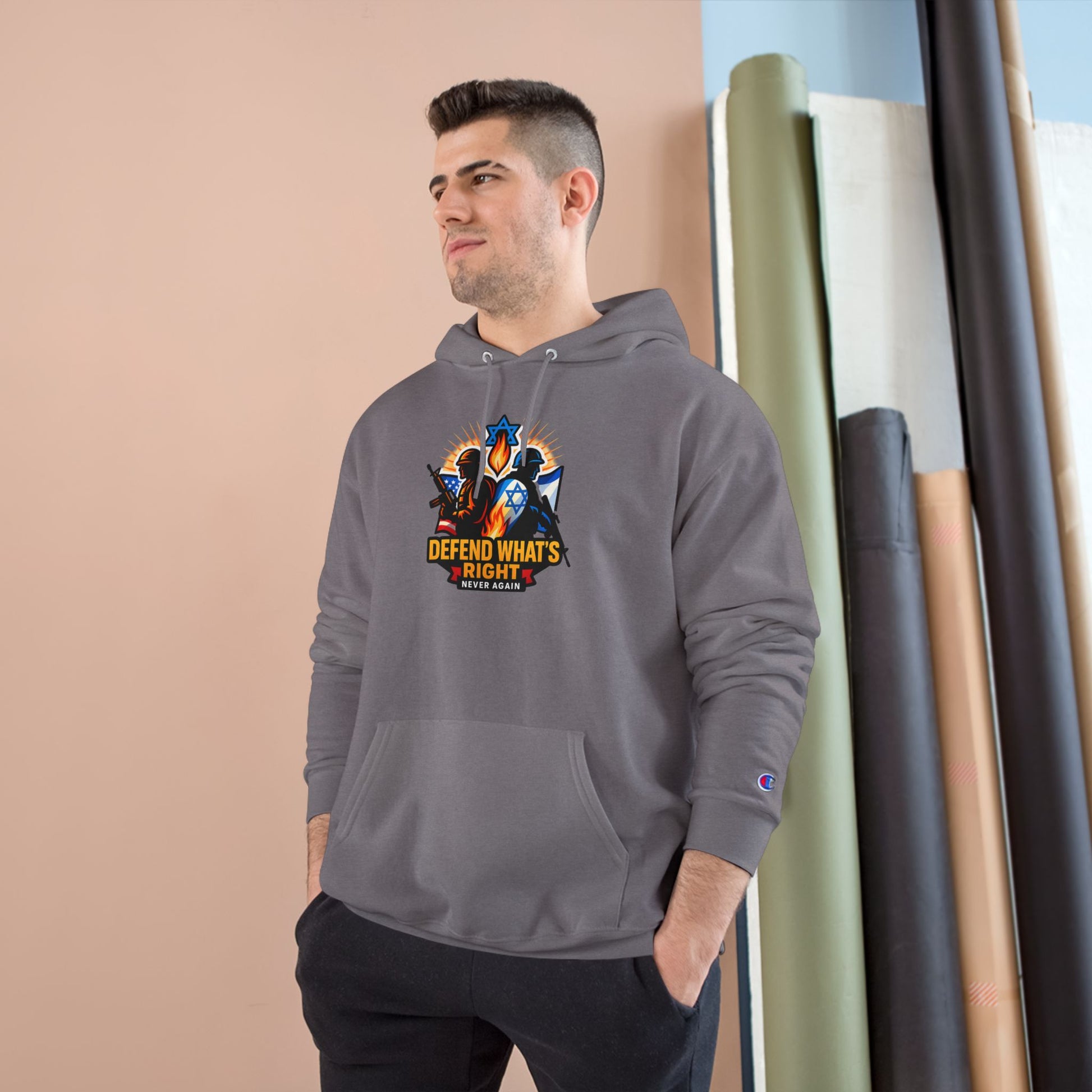 Defend What's Right Champion Hoodie - American Zionist