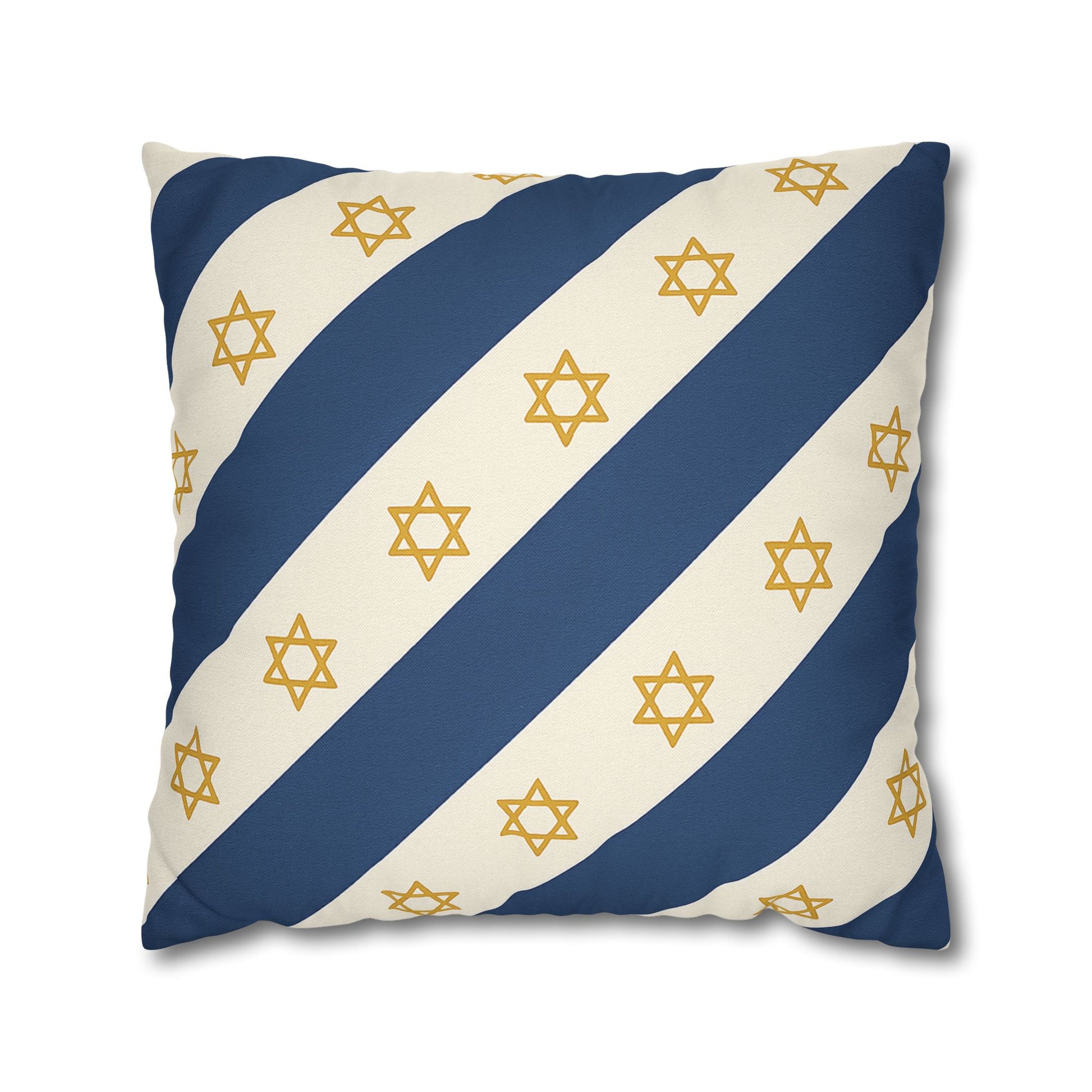 Israel Regalia Stripe Spun Polyester Square Pillowcase - American Zionist