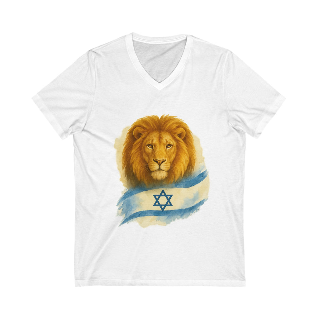 Lion Of Israel Unisex Jersey Short Sleeve V - Neck Tee - American Zionist