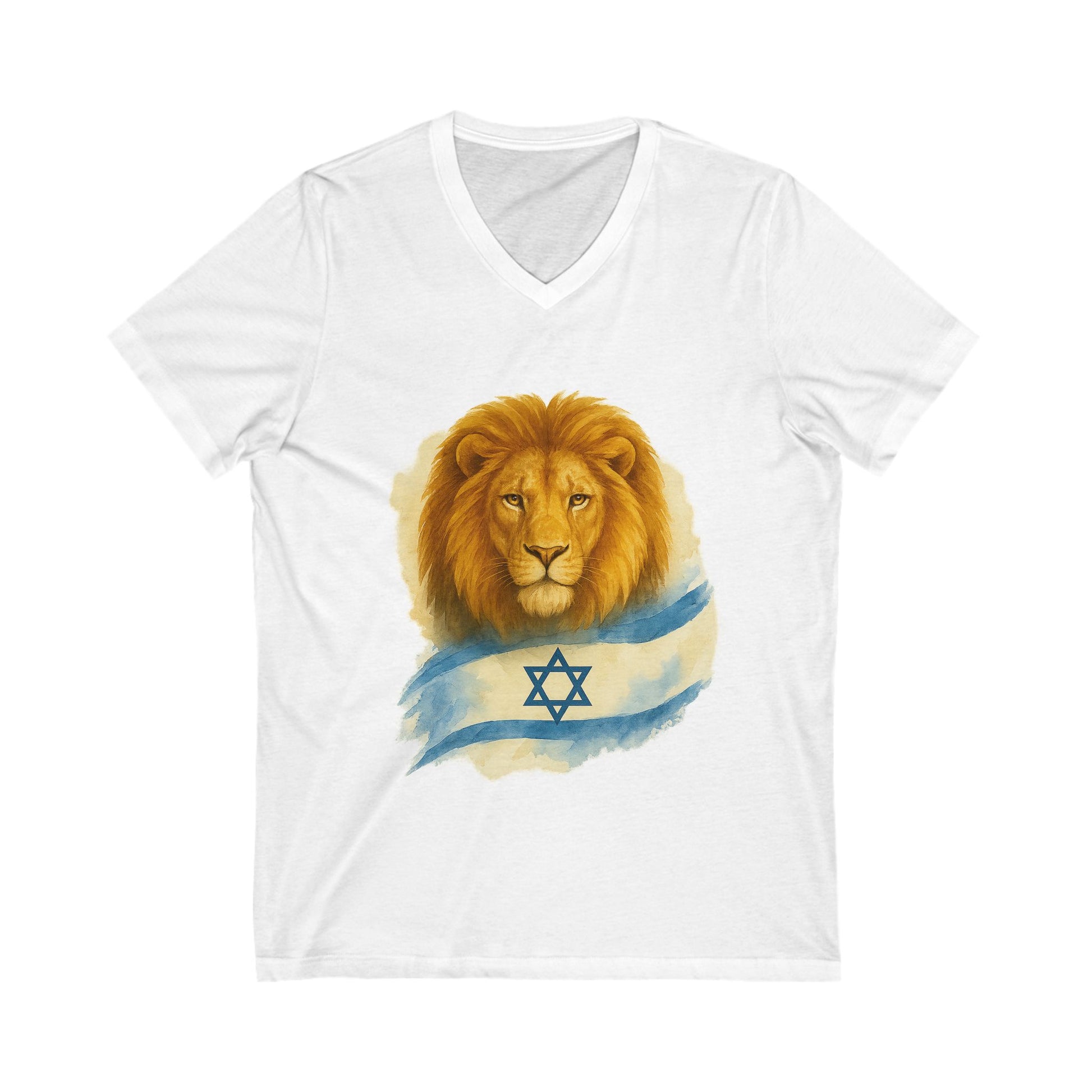 Lion Of Israel Unisex Jersey Short Sleeve V - Neck Tee - American Zionist