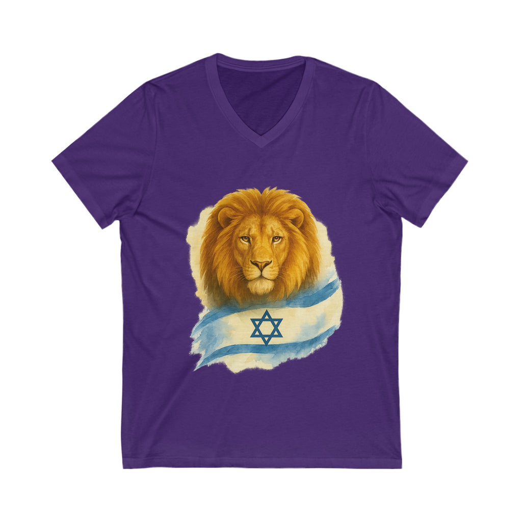 Lion Of Israel Unisex Jersey Short Sleeve V - Neck Tee - American Zionist