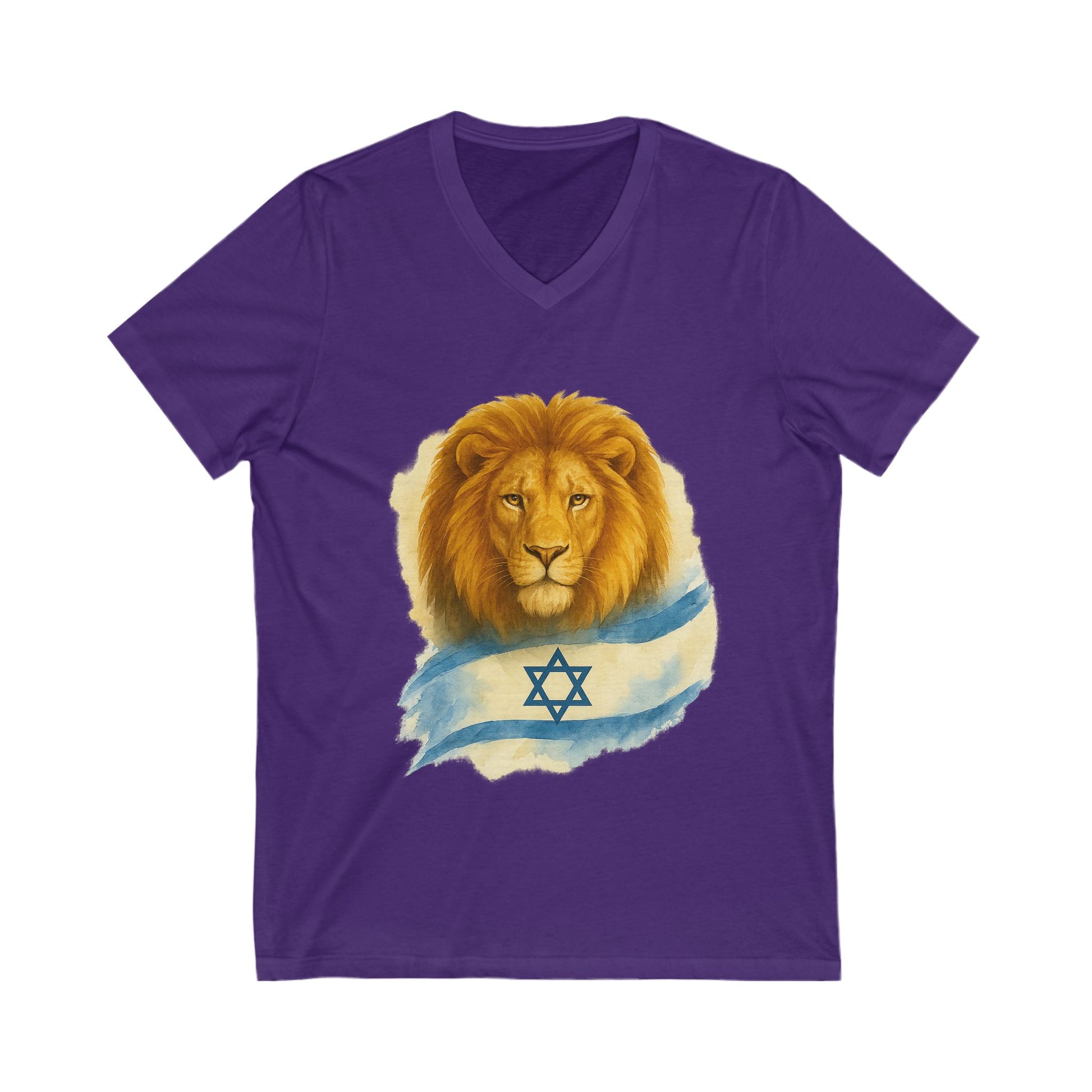 Lion Of Israel Unisex Jersey Short Sleeve V - Neck Tee - American Zionist