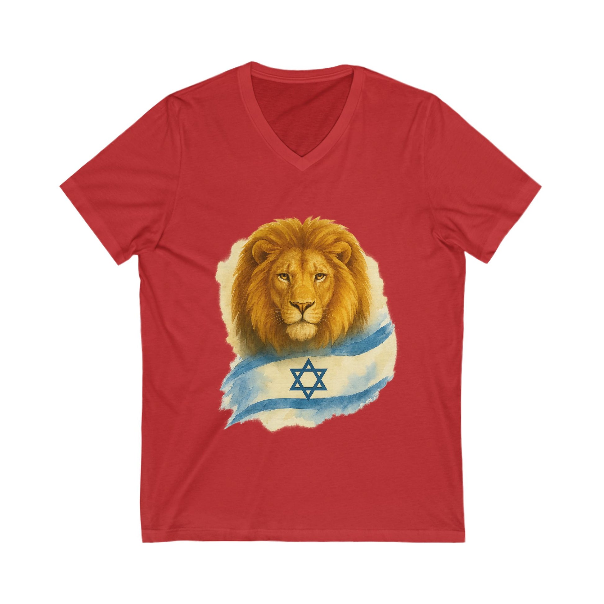 Lion Of Israel Unisex Jersey Short Sleeve V - Neck Tee - American Zionist
