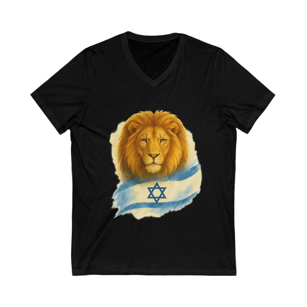 Lion Of Israel Unisex Jersey Short Sleeve V - Neck Tee - American Zionist
