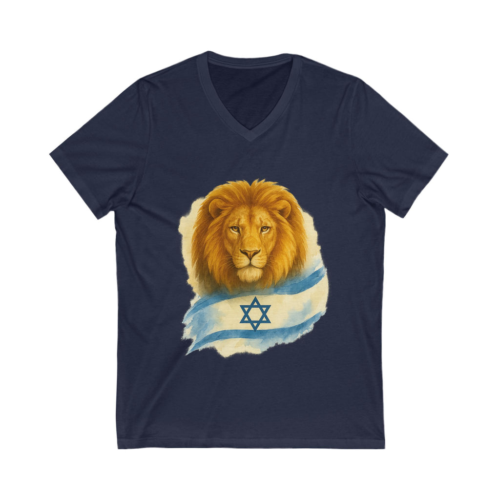 Lion Of Israel Unisex Jersey Short Sleeve V - Neck Tee - American Zionist