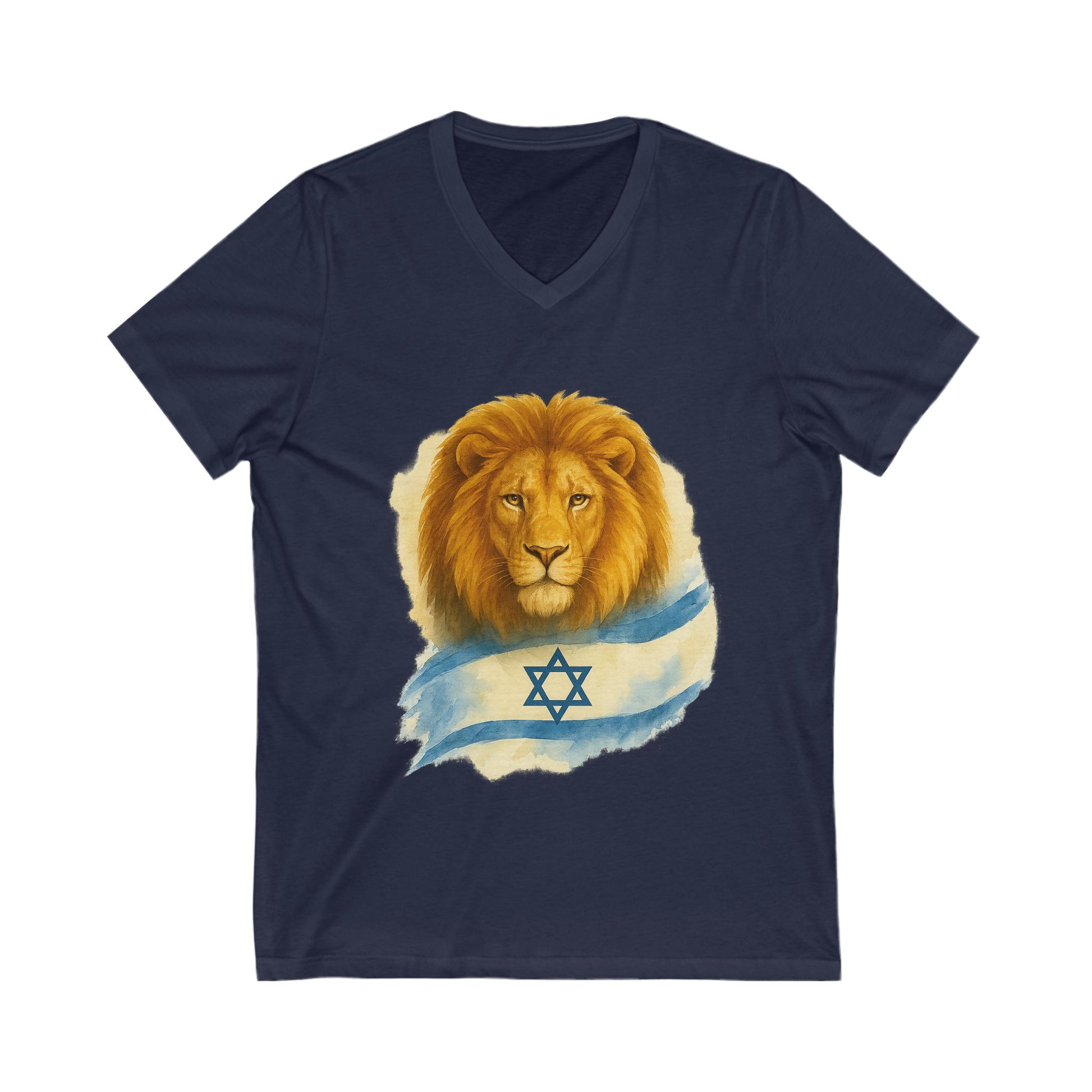 Lion Of Israel Unisex Jersey Short Sleeve V - Neck Tee - American Zionist