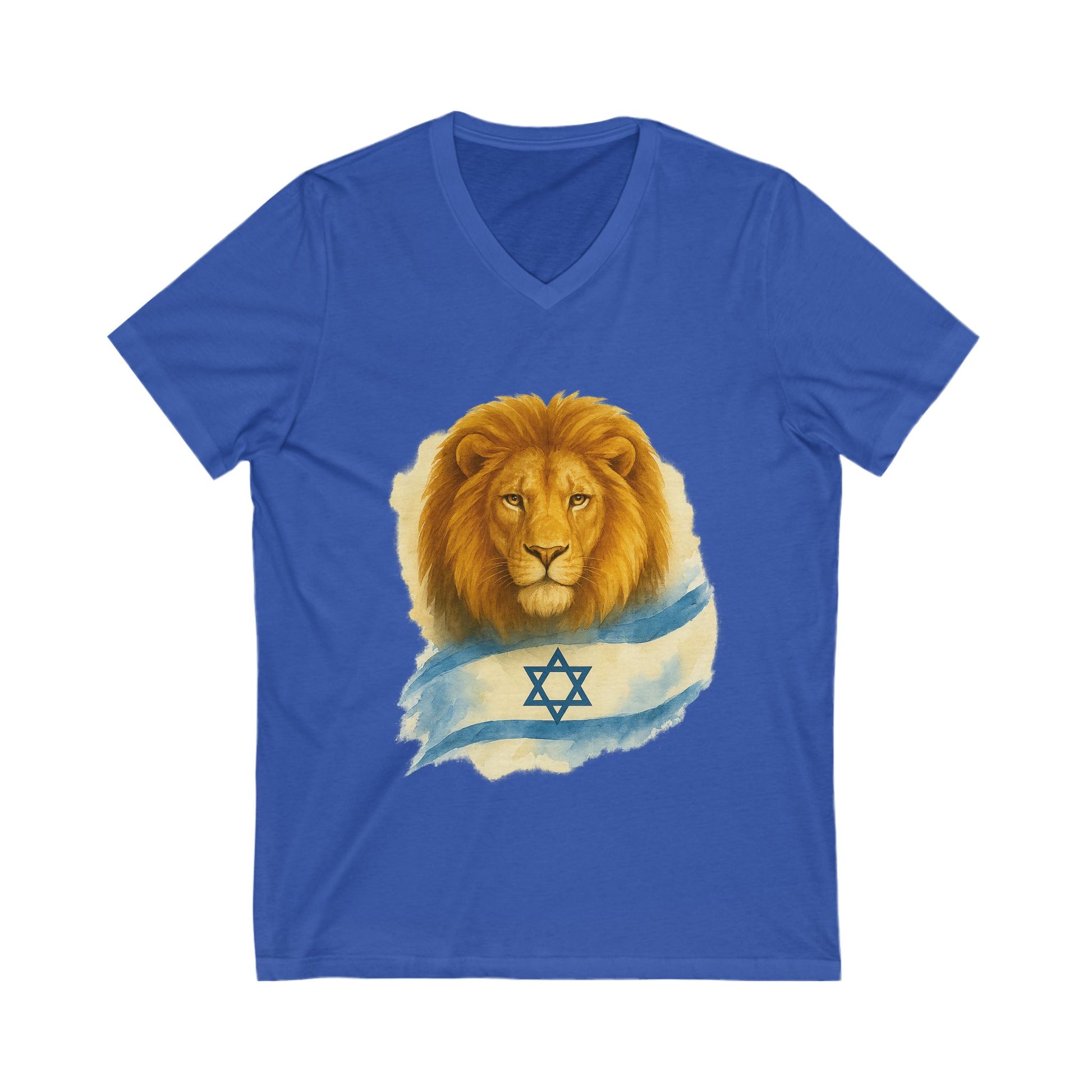 Lion Of Israel Unisex Jersey Short Sleeve V - Neck Tee - American Zionist