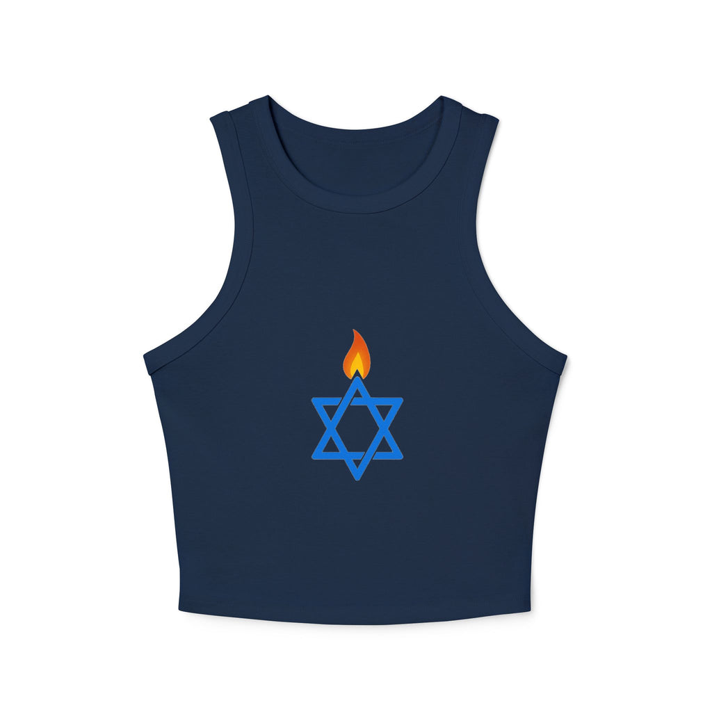 Fire Stars Of David Women's Micro Rib Racer Tank Top - American Zionist