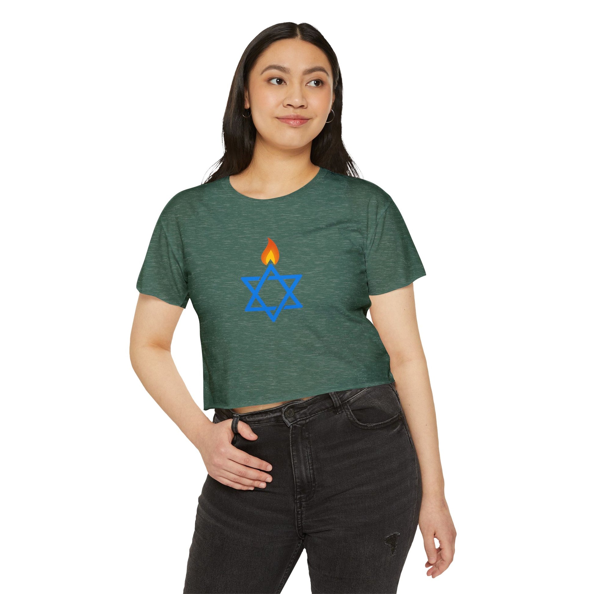 Fire Stars Of David Women's Festival Crop Top - American Zionist