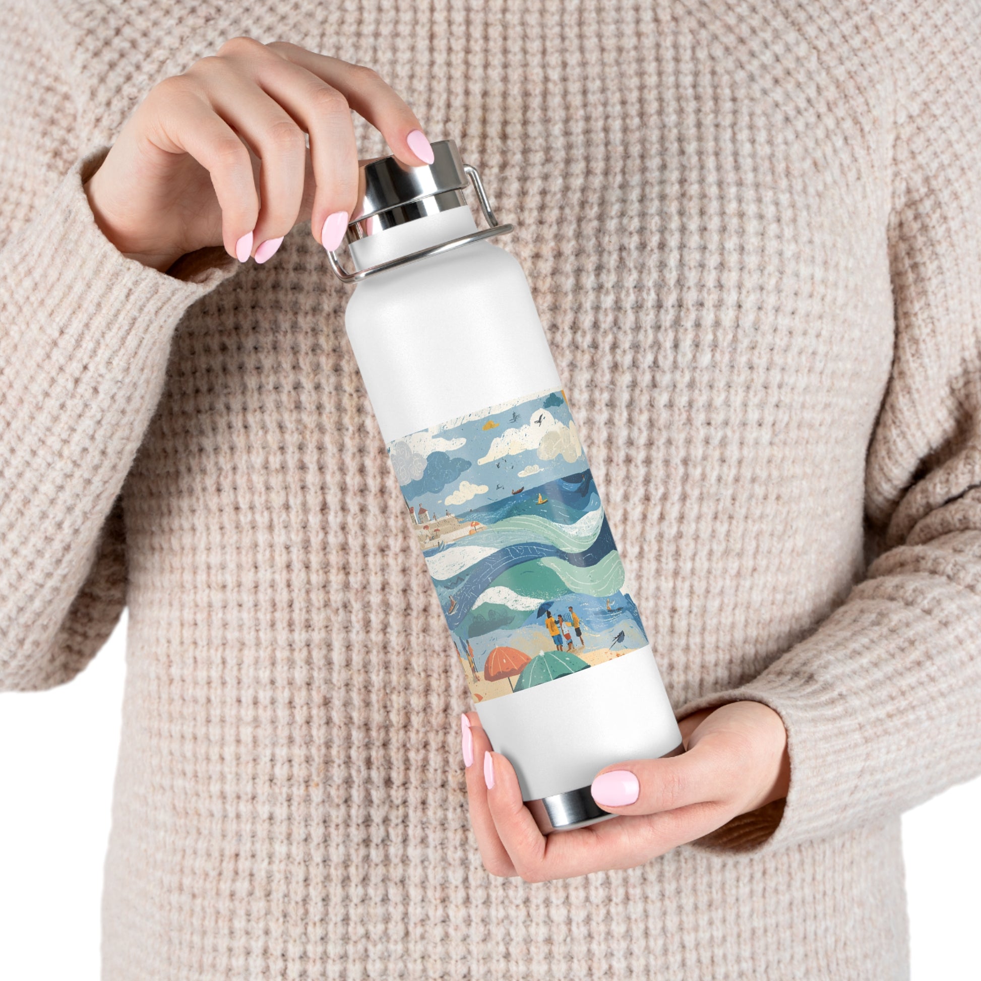 Tel Aviv Beach Copper Vacuum Insulated Bottle, 22oz - American Zionist