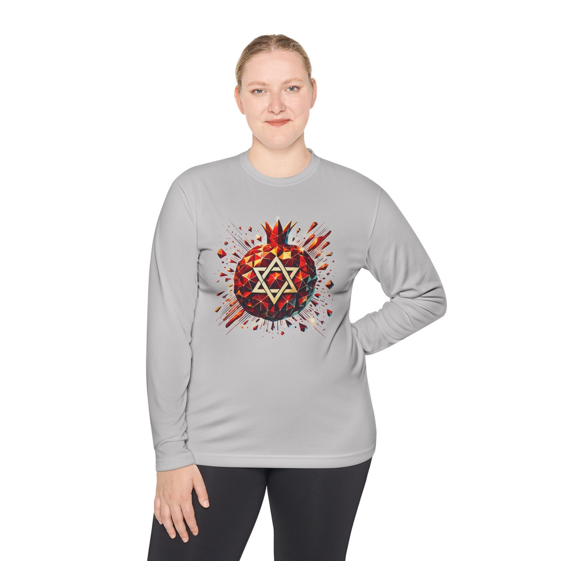 Pomegranate Star of David Unisex Lightweight Long Sleeve Tee - American Zionist