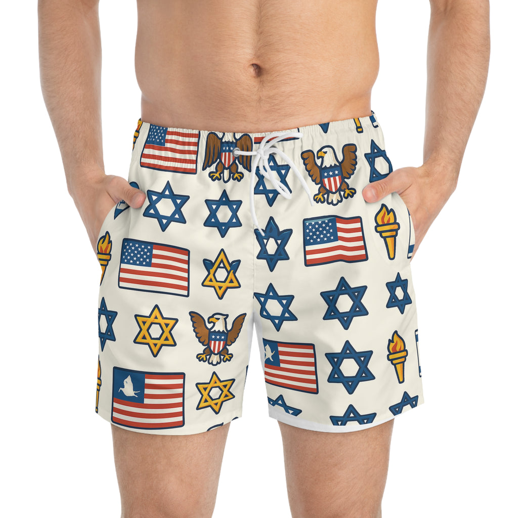 Symbol Of Shared Freedom Swim Trunks (AOP) - American Zionist