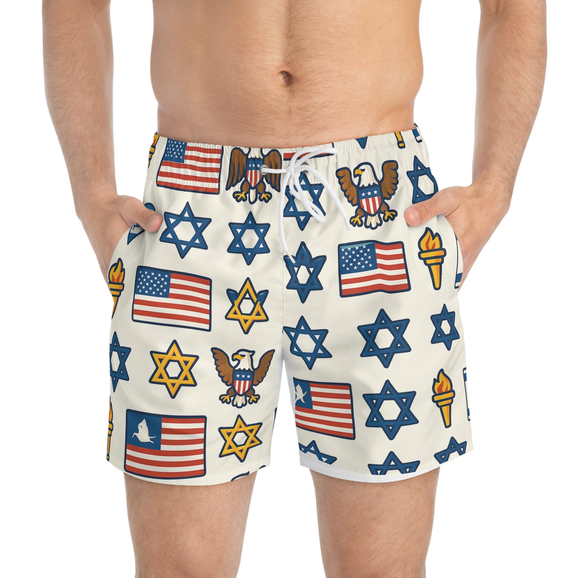 Symbol Of Shared Freedom Swim Trunks (AOP) - American Zionist