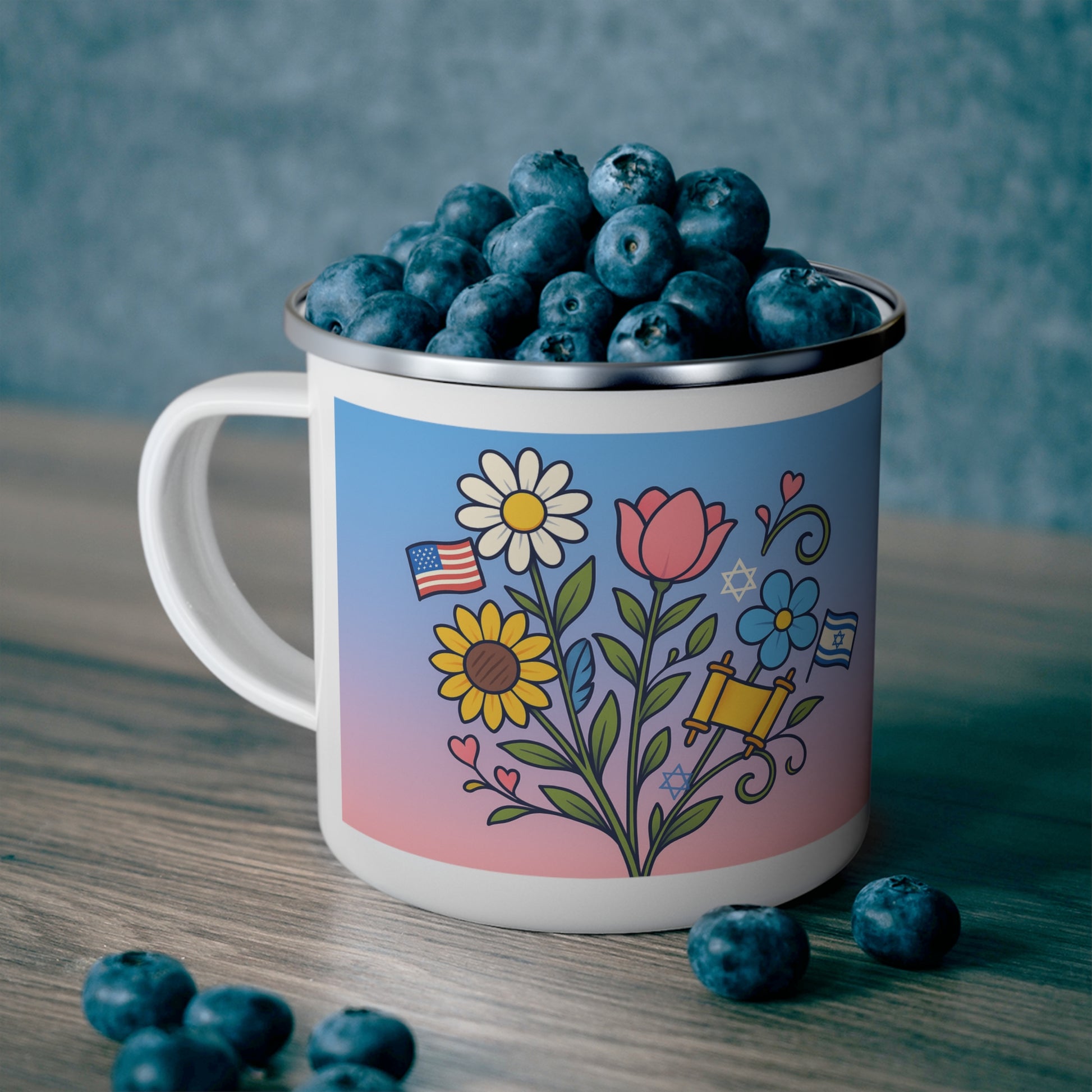 Flourish With Freedom Enamel Camping Mug - American Zionist