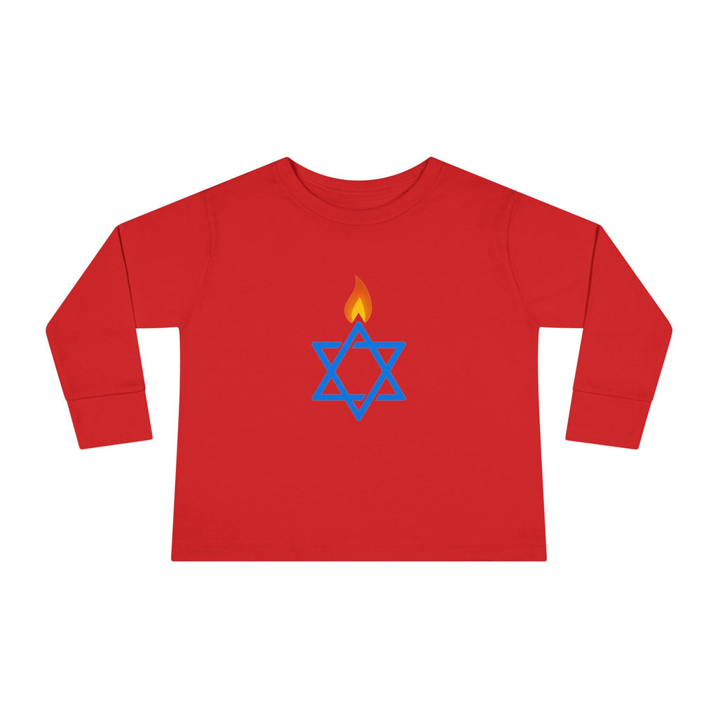 Fire Stars Of David Toddler Long Sleeve Tee - American Zionist