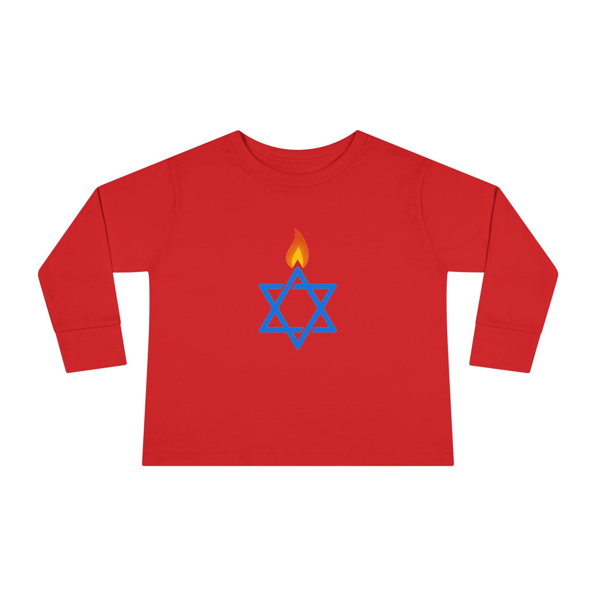 Fire Stars Of David Toddler Long Sleeve Tee - American Zionist