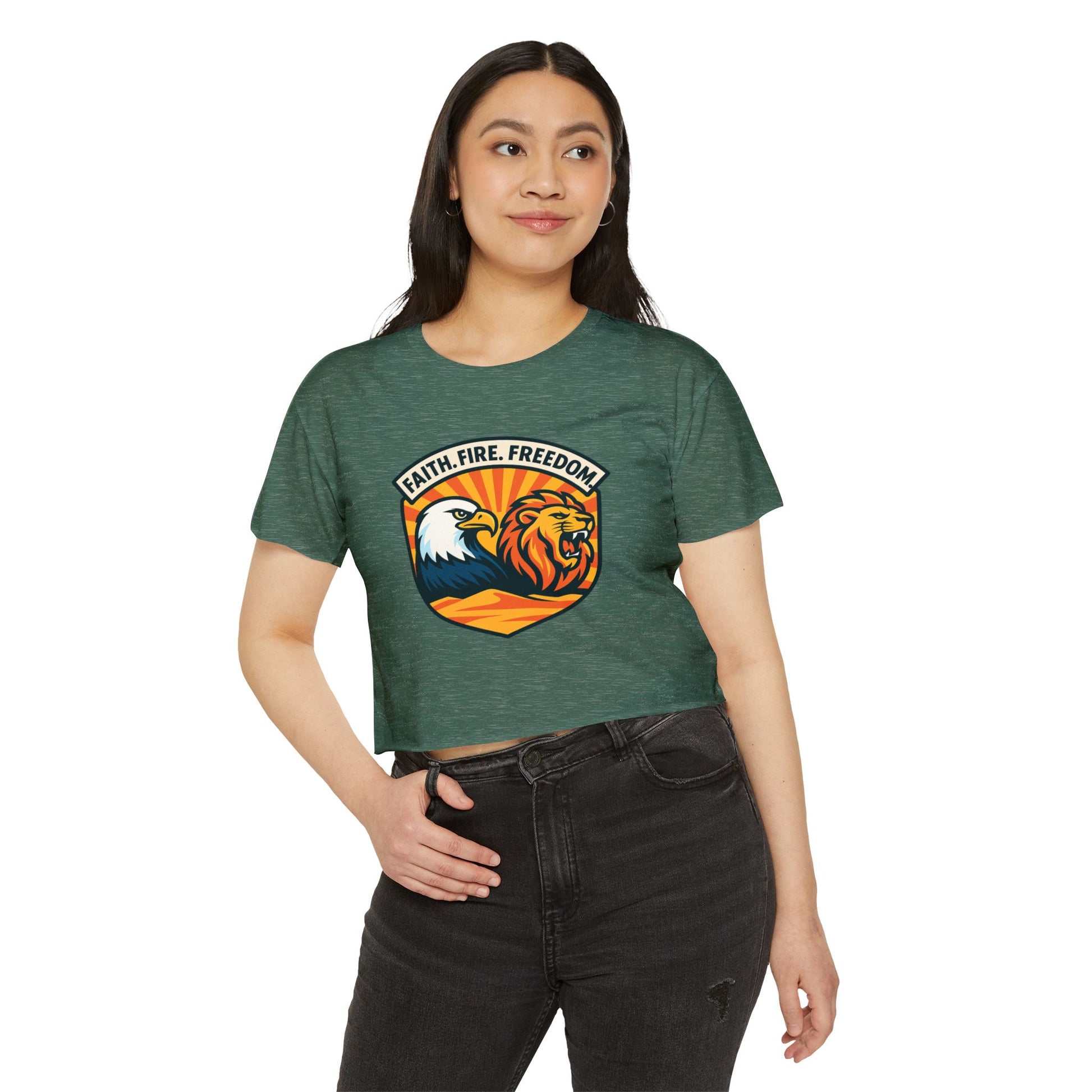 Lions Eagles Rise Women's Festival Crop Top - American Zionist