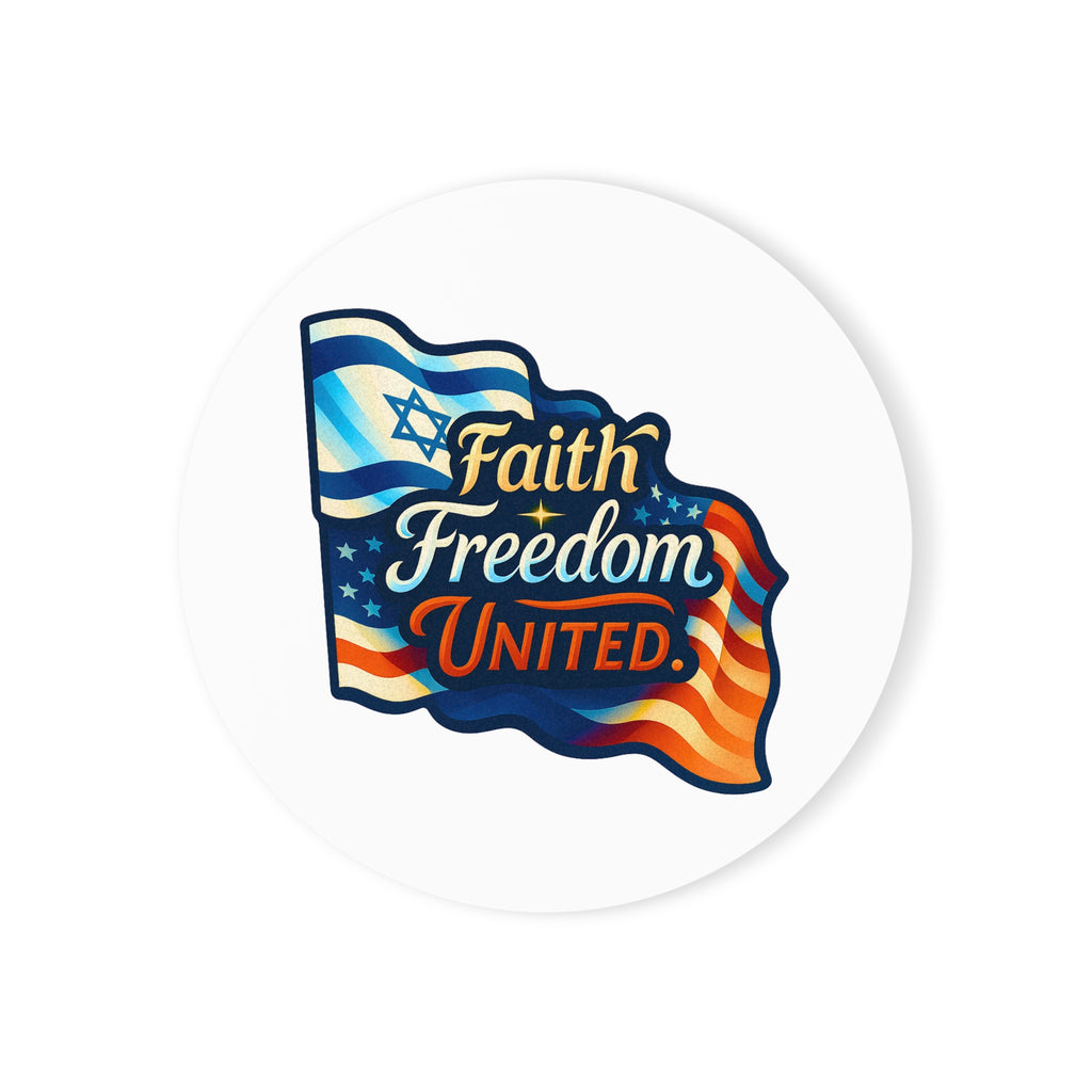 Faith Freedom United Cork Back Coaster - American Zionist