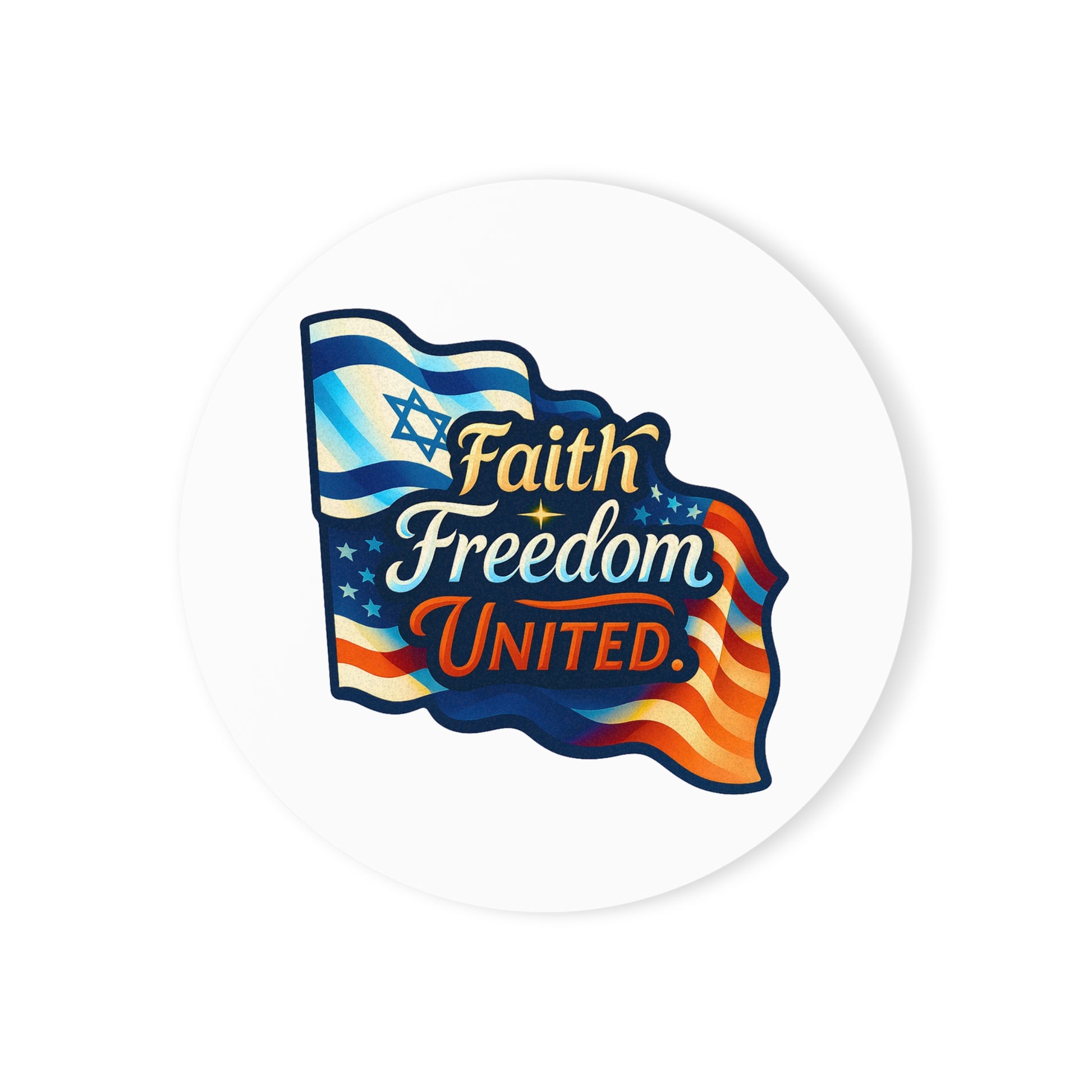 Faith Freedom United Cork Back Coaster - American Zionist