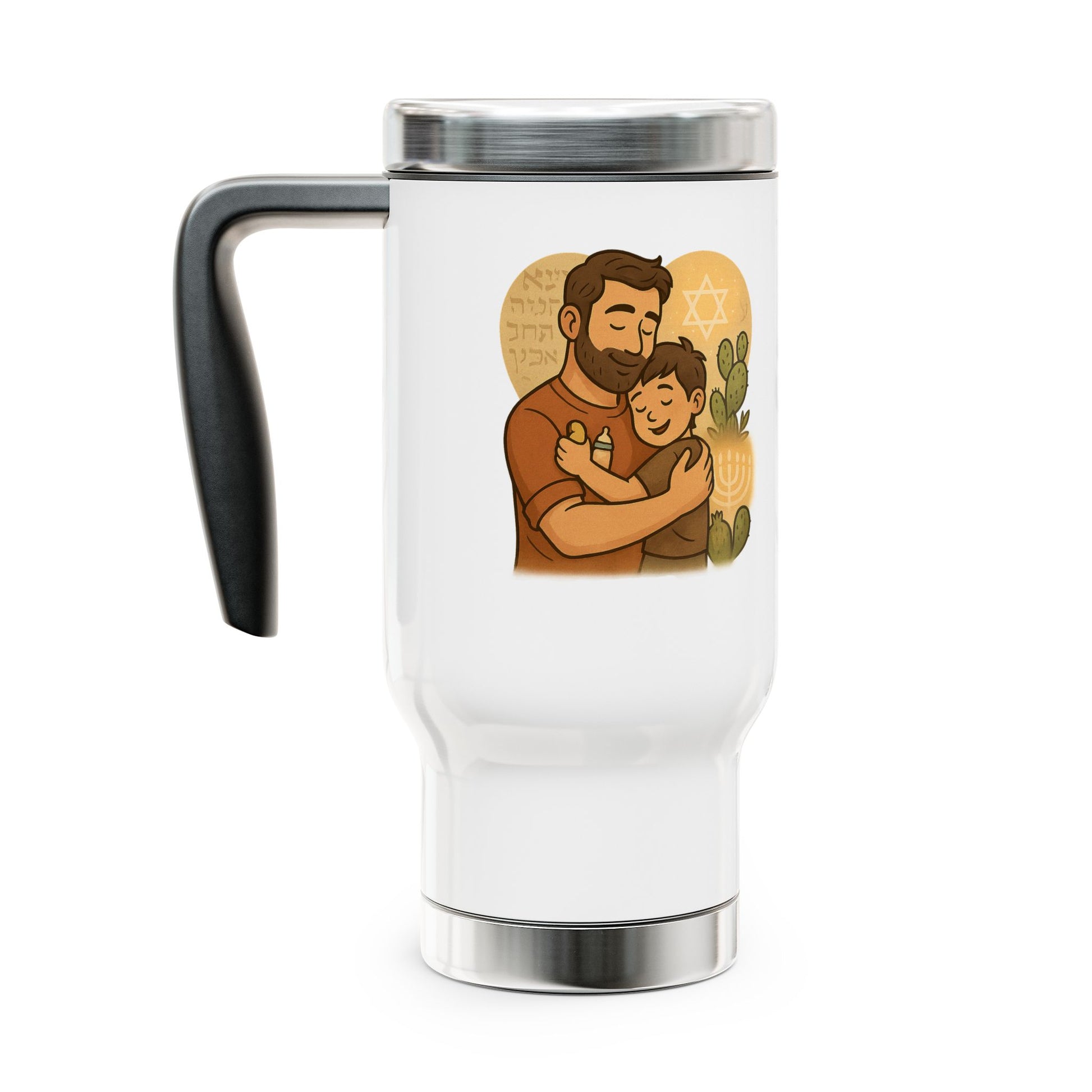 Dad Love Stainless Steel Travel Mug with Handle, 14oz - American Zionist