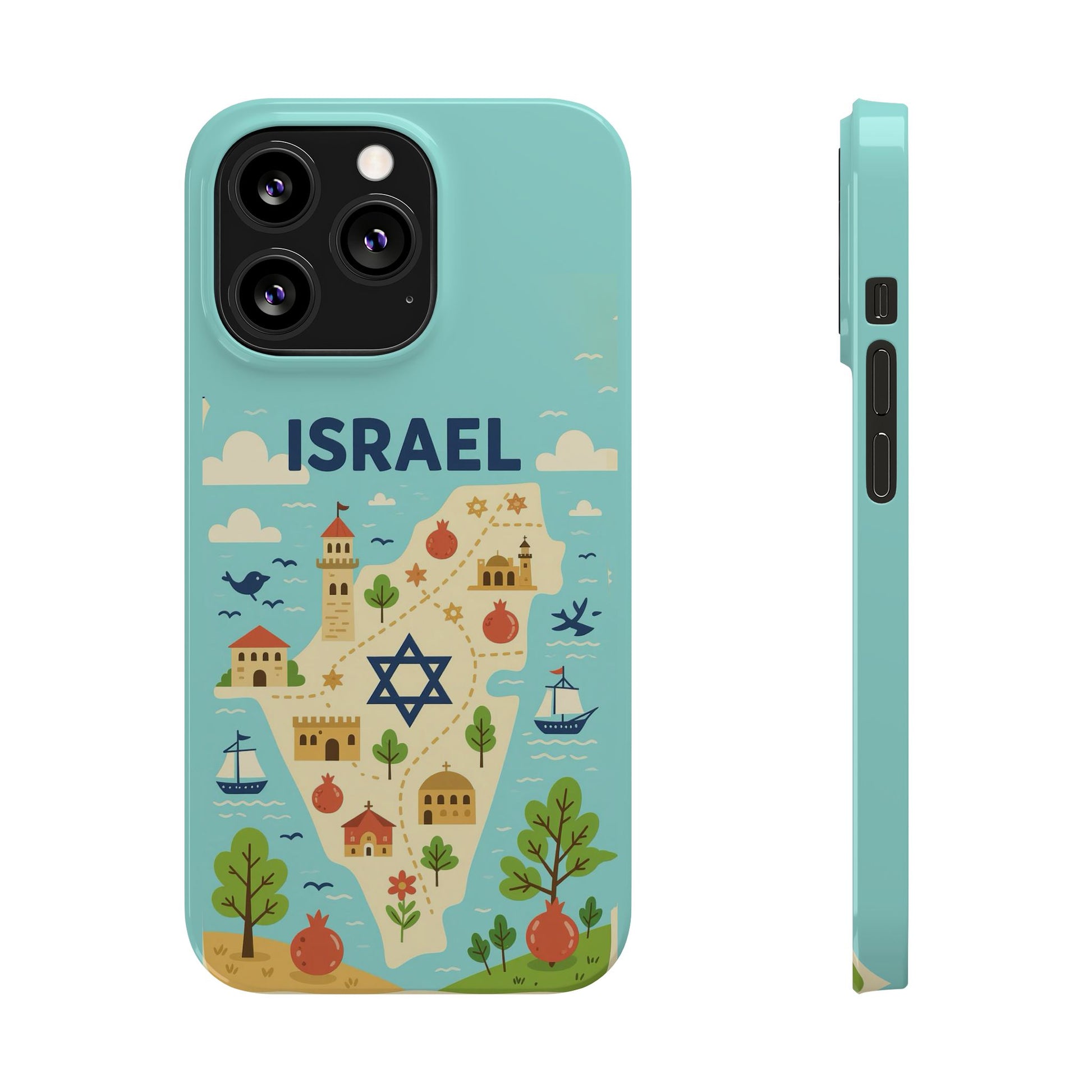 Map of Israel Slim Phone Cases - American Zionist